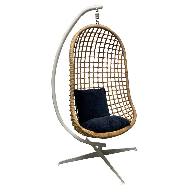1960s Rattan Swing Chair For Sale at 1stDibs