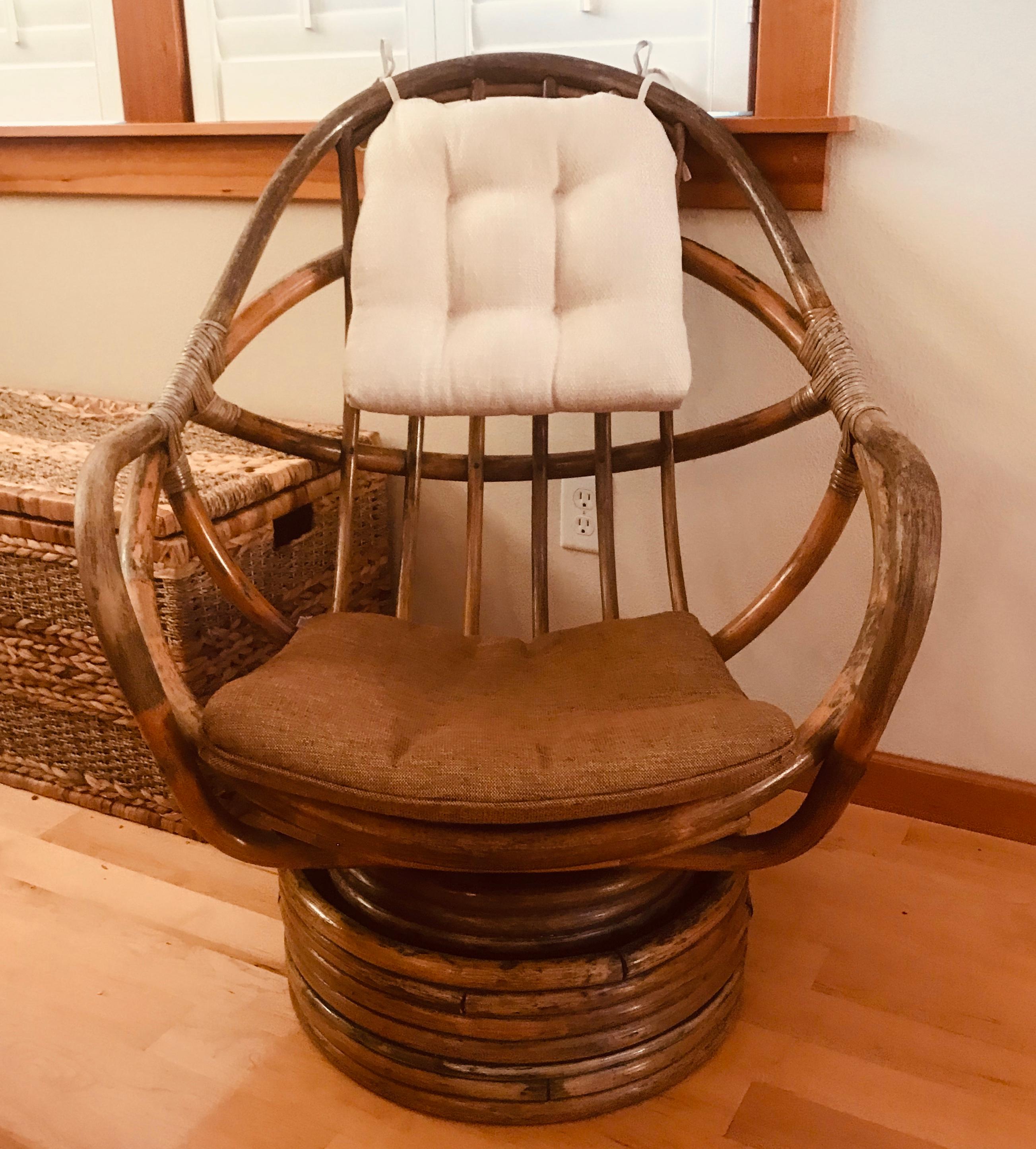 1960s Rattan Swivel Lounge Chair American 1