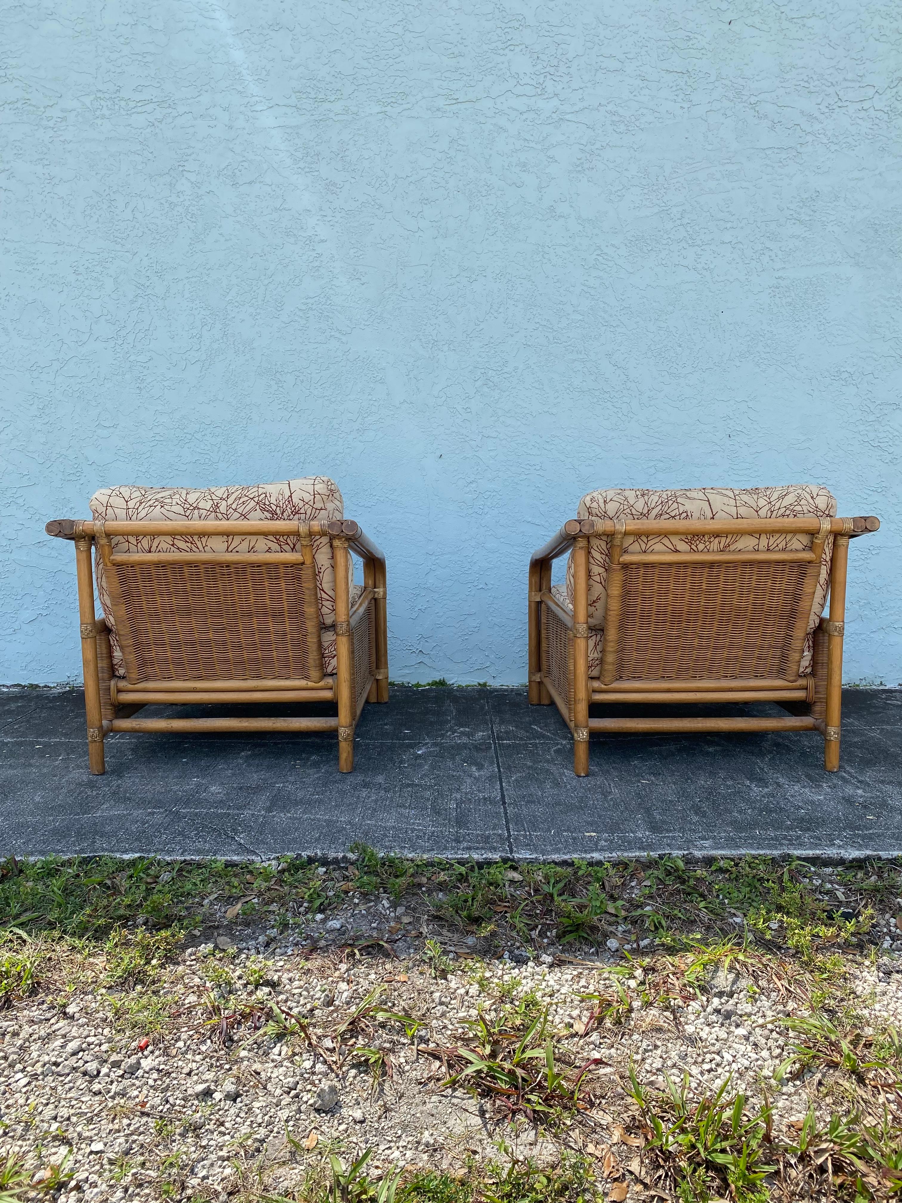 1960s Rattan Wicker McGuire Reclined Club Chairs, Set of 2 For Sale 1