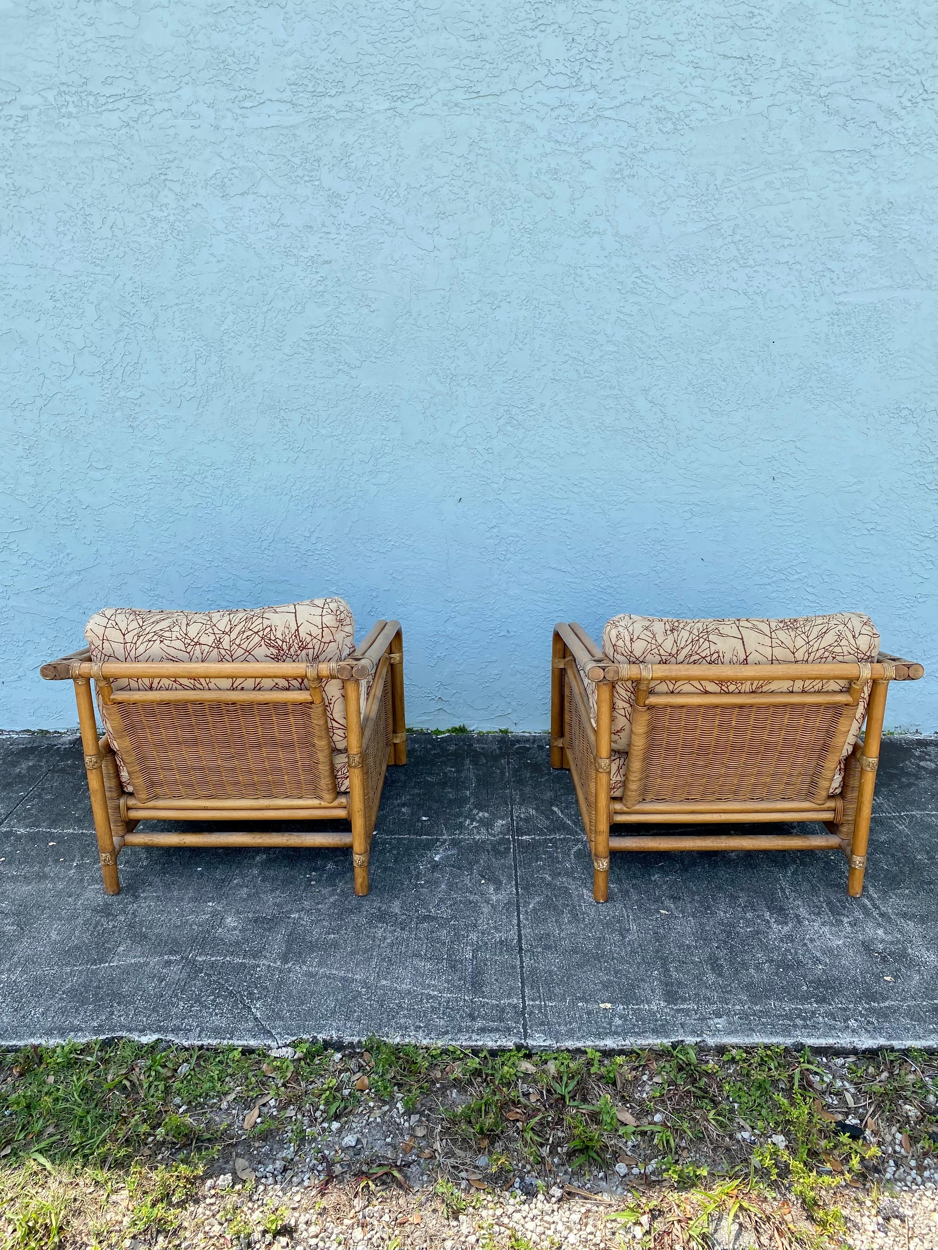 1960s Rattan Wicker McGuire Reclined Club Chairs, Set of 2 For Sale 2