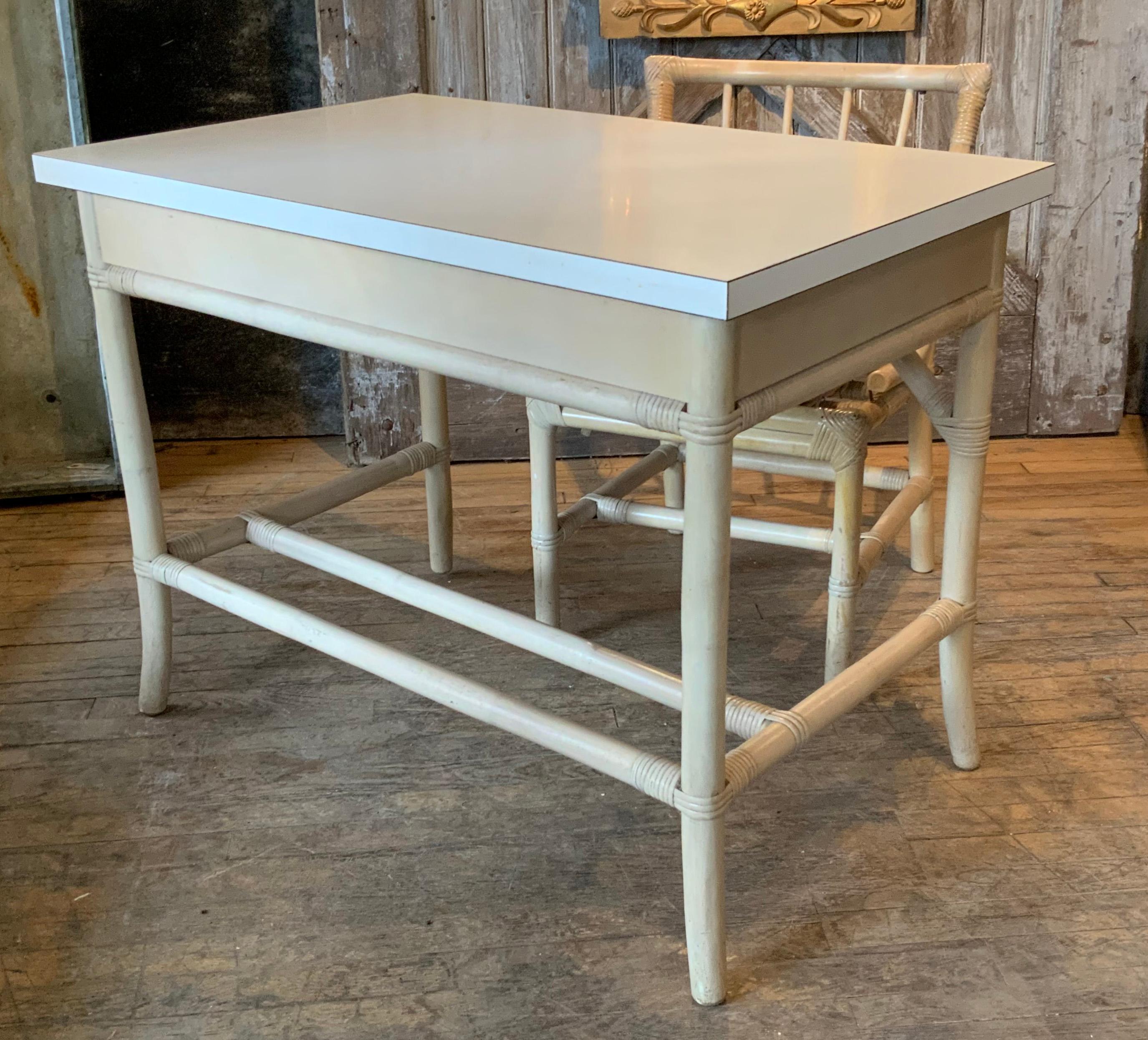 1960's Rattan Writing Desk and Chair by Parzinger for Willow & Reed 2