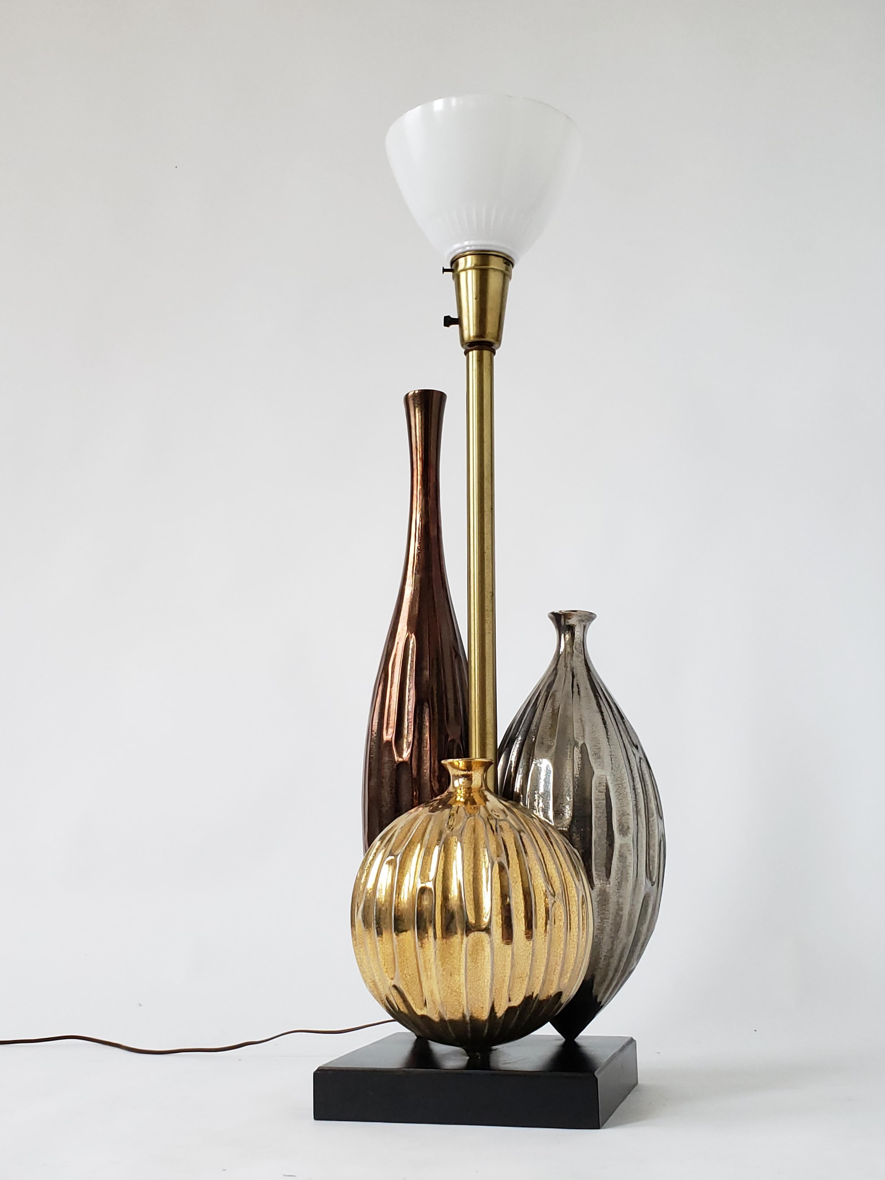 Brass 1960s Huge Raymor  Ceramic Table Lamp, USA For Sale