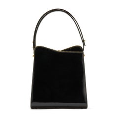 1960s Rayne Black Patent Leather Top Handle Bag