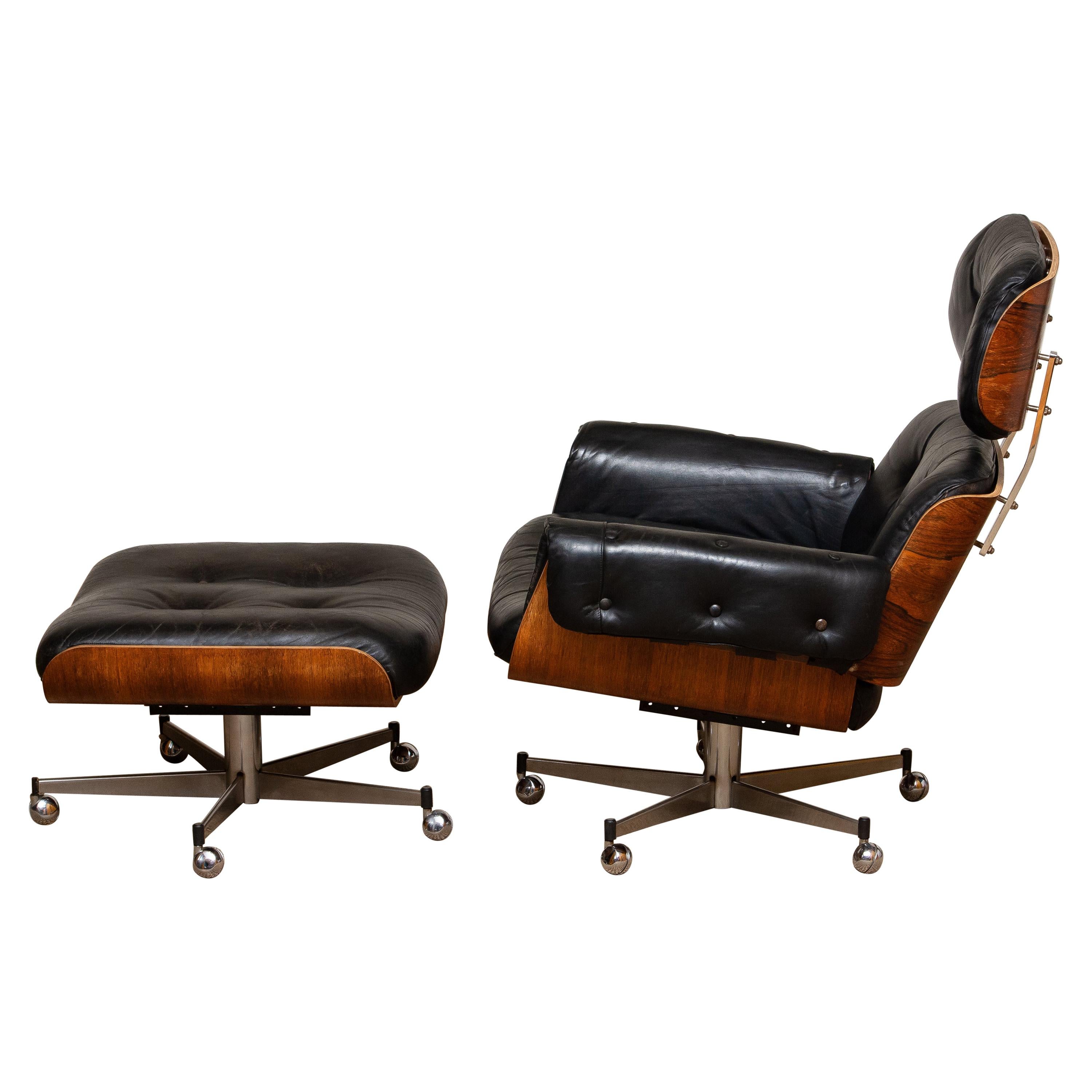 Mid-Century Modern 1960's Recliner / Swivel Chair and Matching Ottoman by Martin Stoll for Giroflex