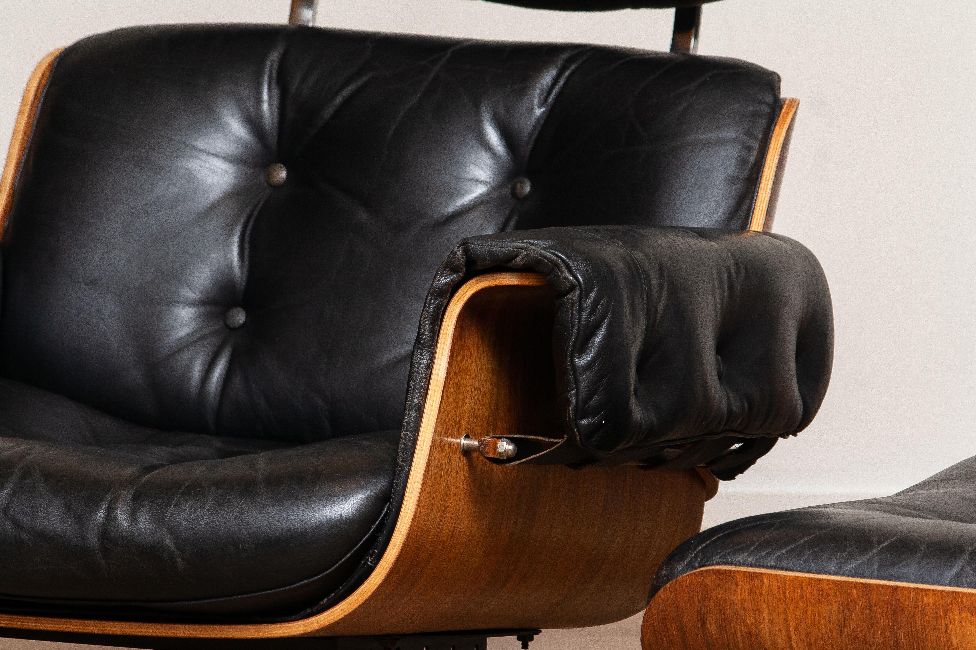 Mid-20th Century 1960's Recliner / Swivel Chair and Matching Ottoman by Martin Stoll for Giroflex