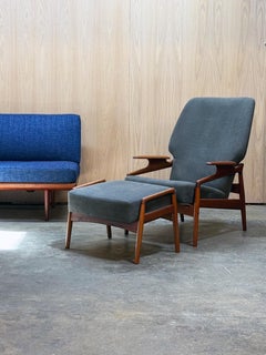 1960s Reclining Lounge Chair and Ottoman by John Boné for A. Mikael Laursen in t