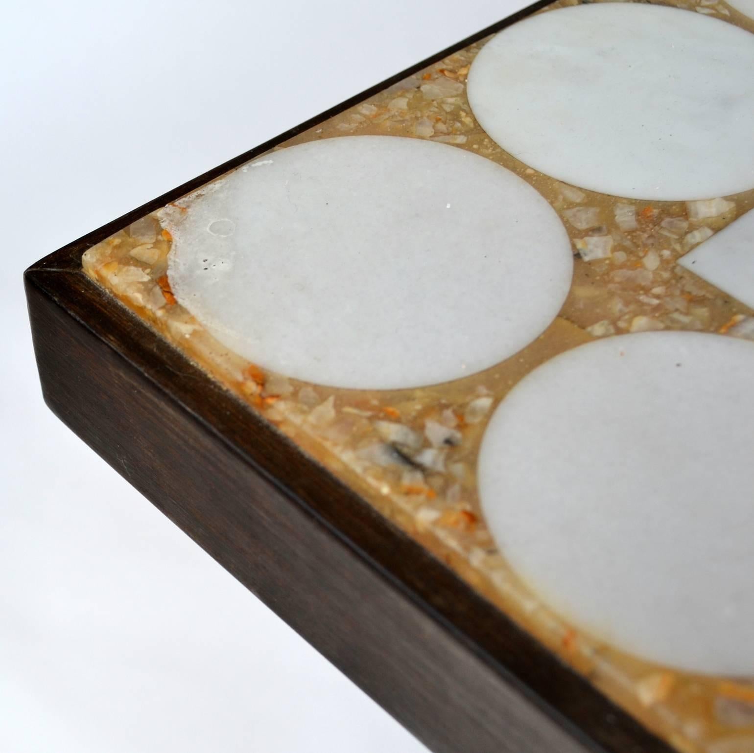 1960s Rectangular Coffee Table by Heinz Lilienthal Mosaic in Carrara and Onyx 3