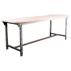 1960s Rectangular White Industrial Metal Dining or Statement Table