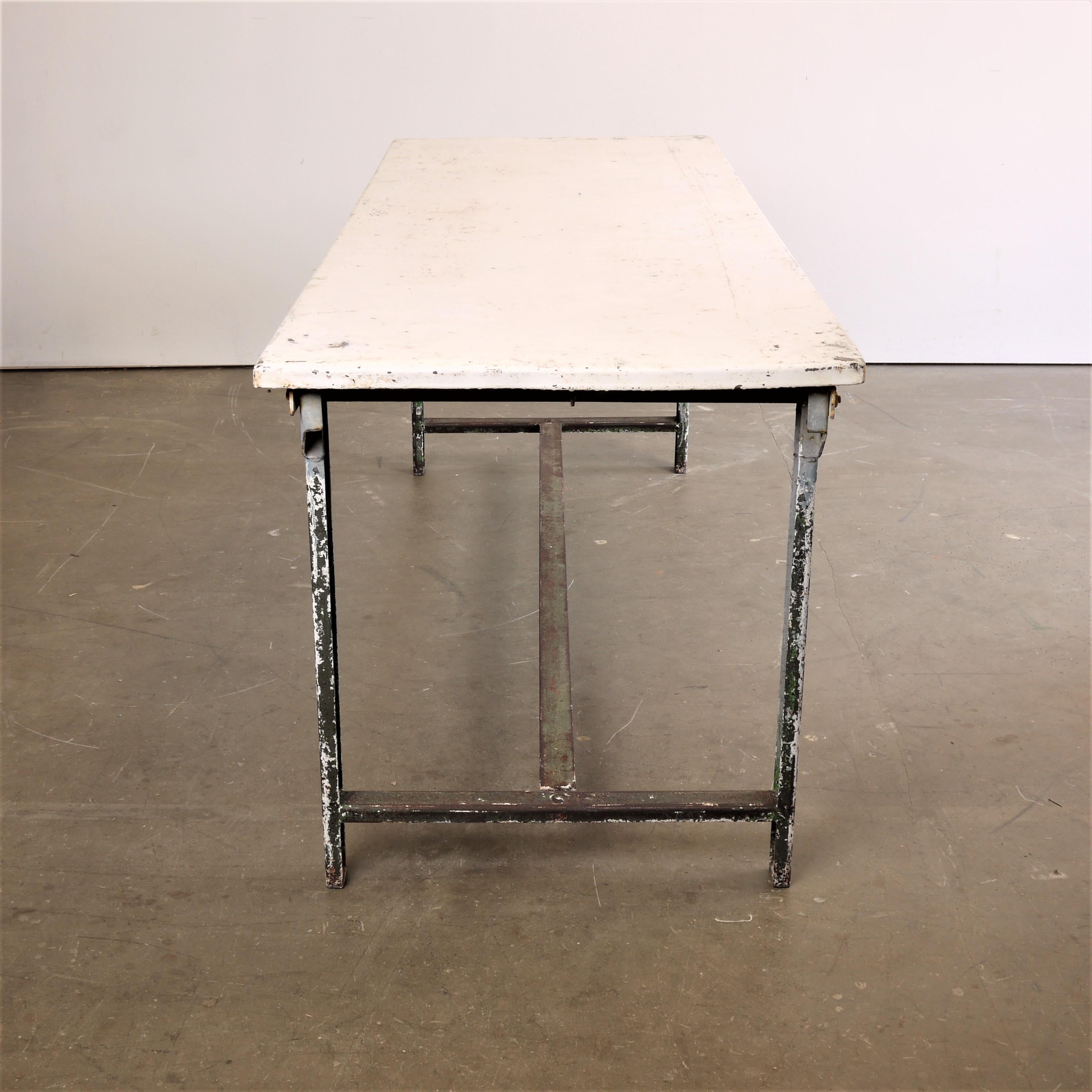 1960s Rectangular White Industrial Metal Dining/Statement Table 1
