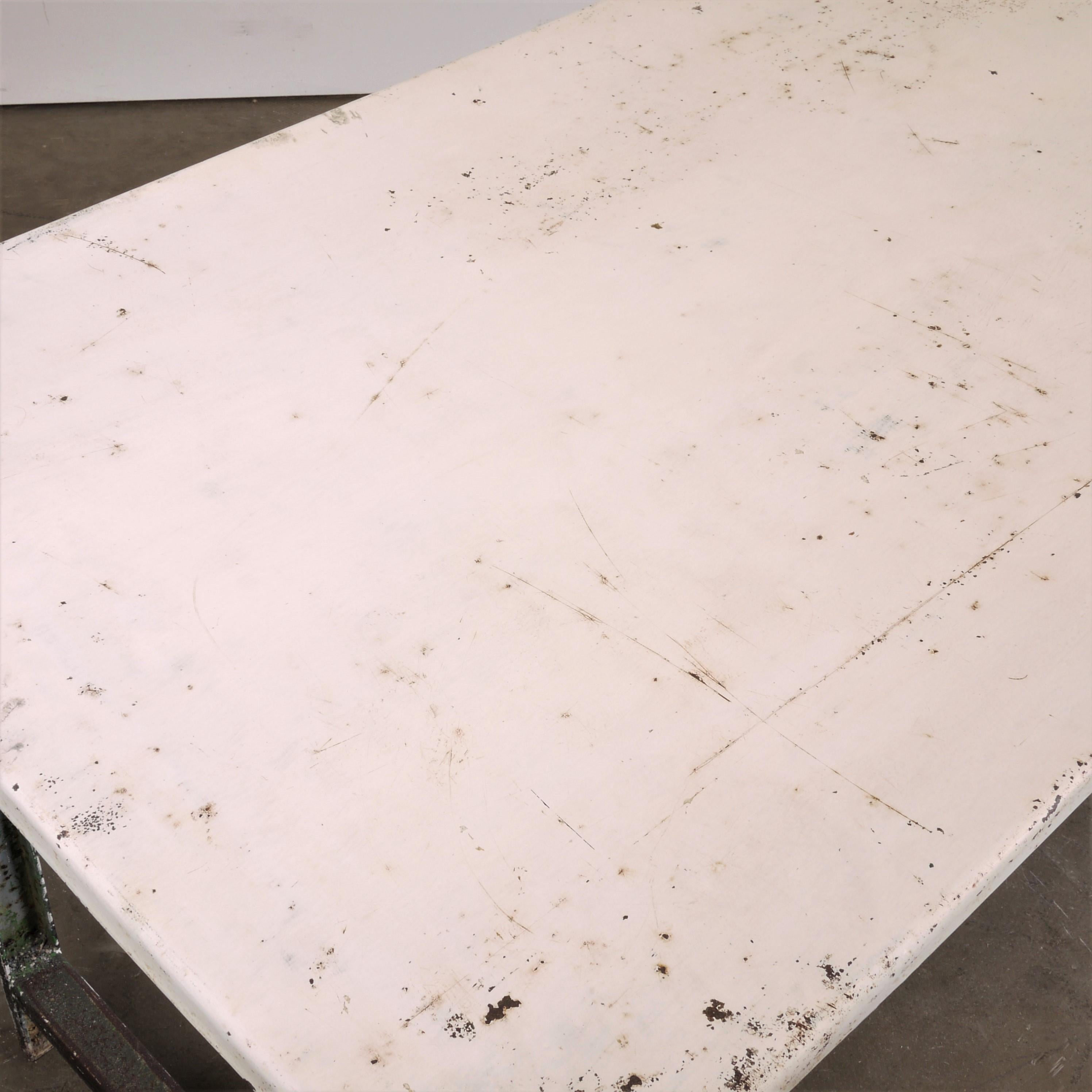 1960s Rectangular White Industrial Metal Dining or Statement Table 1