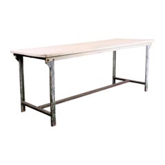 1960s Rectangular White Industrial Metal Dining/Statement Table