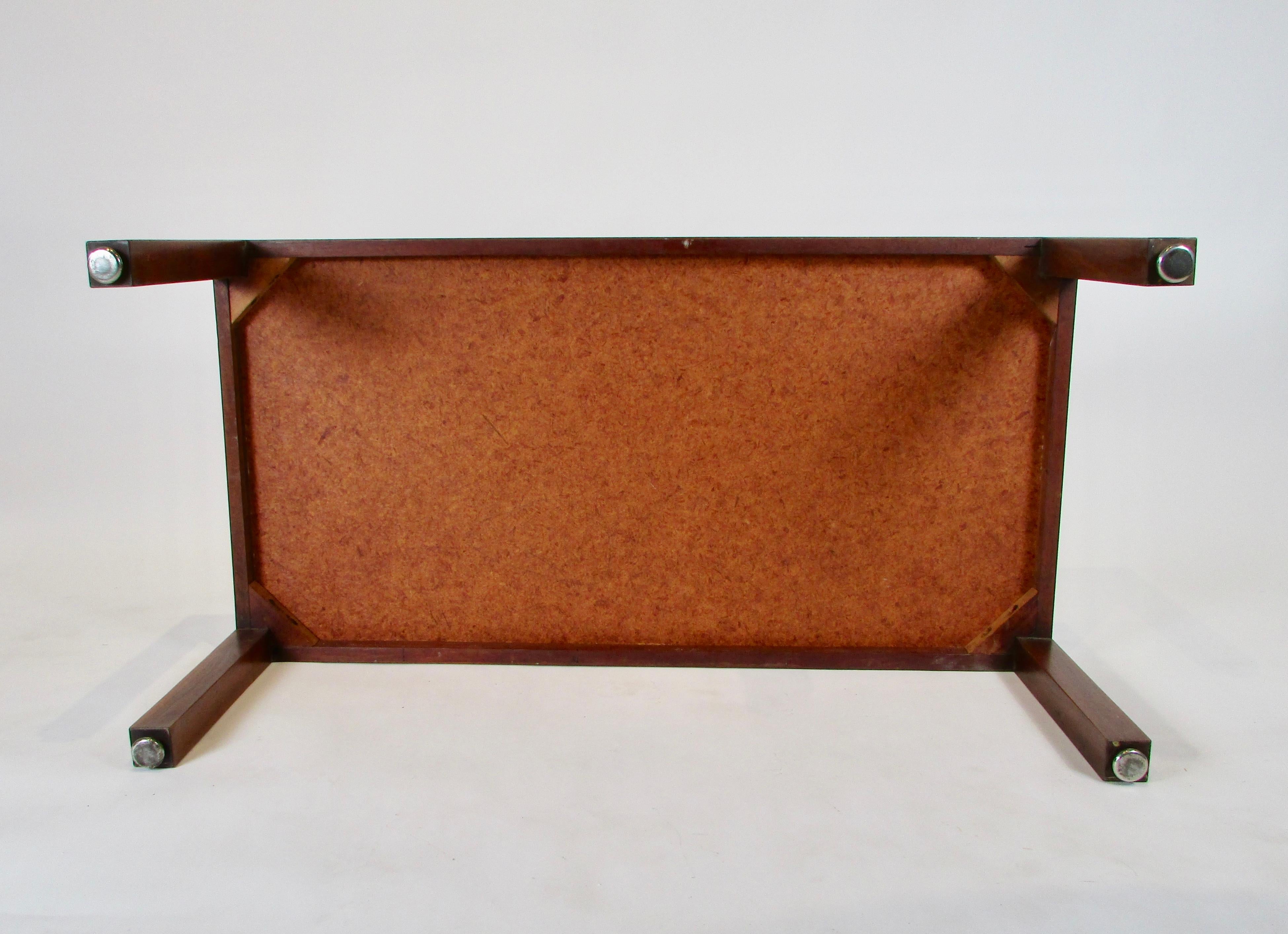 1960s Rectangular Wood Coffee Table with White Formica Laminate Top For Sale 9