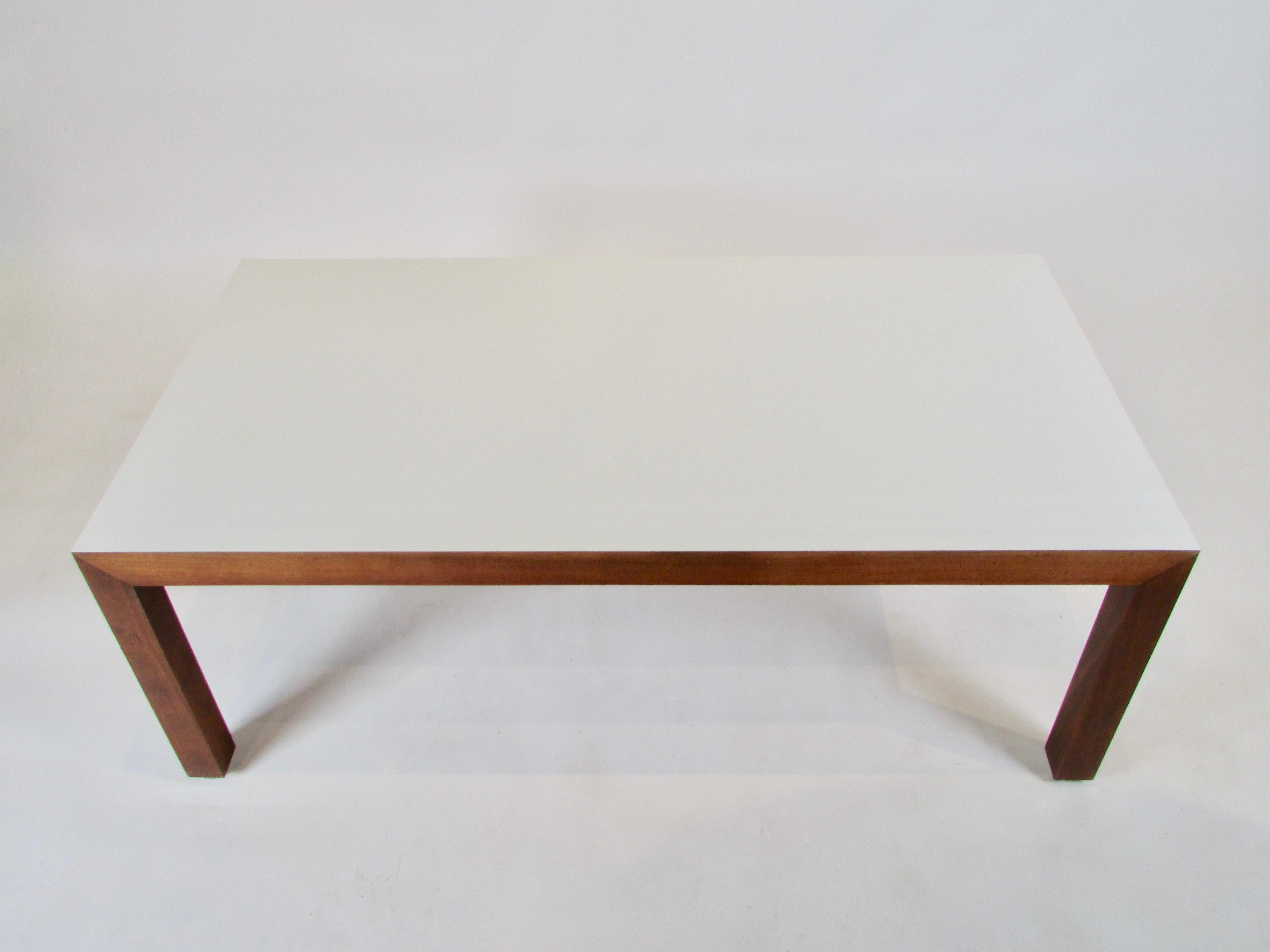 1960s Rectangular Wood Coffee Table with White Formica Laminate Top For Sale 2