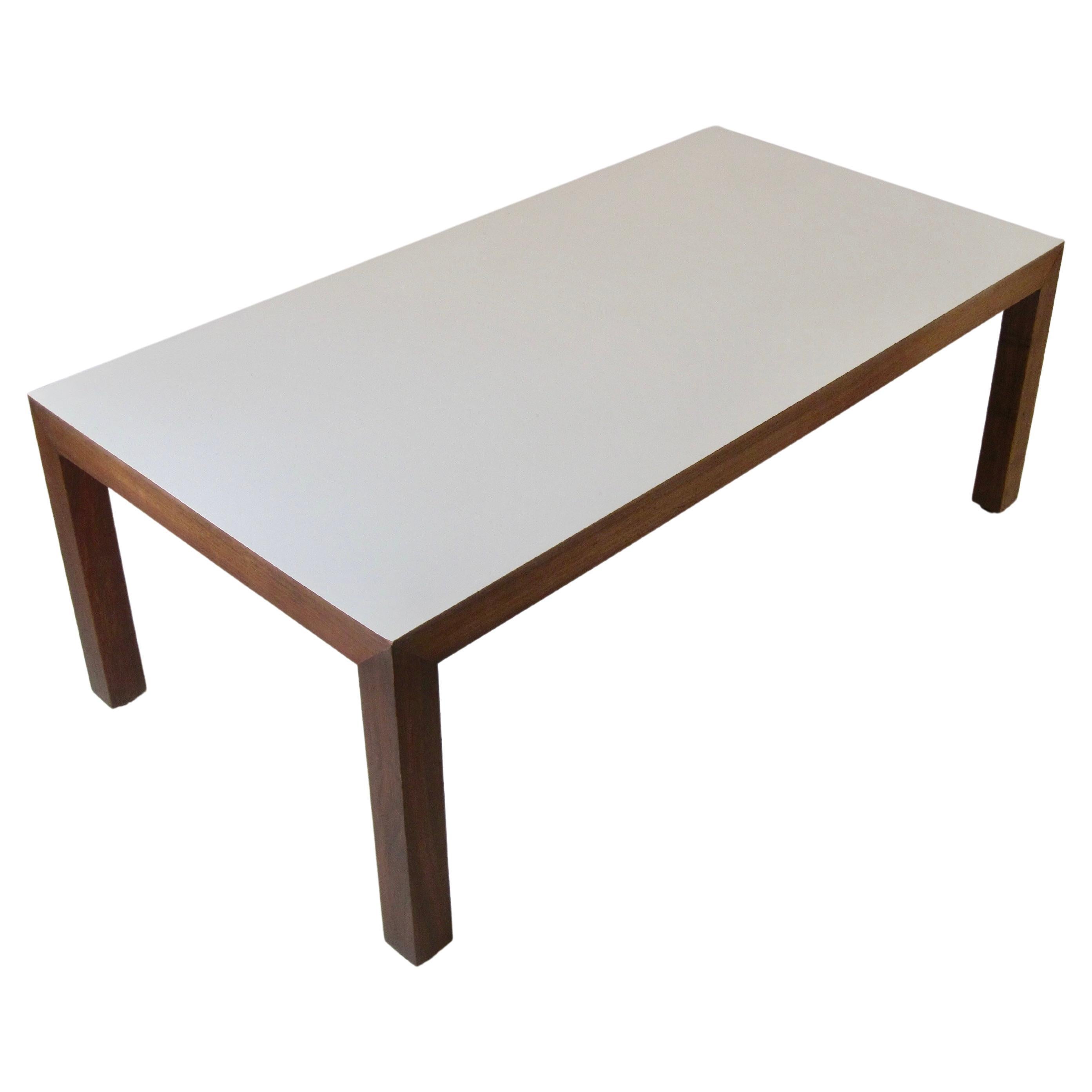 1960s Rectangular Wood Coffee Table with White Formica Laminate Top For Sale