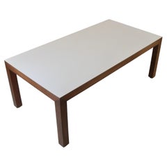Vintage 1960s Rectangular Wood Coffee Table with White Formica Laminate Top