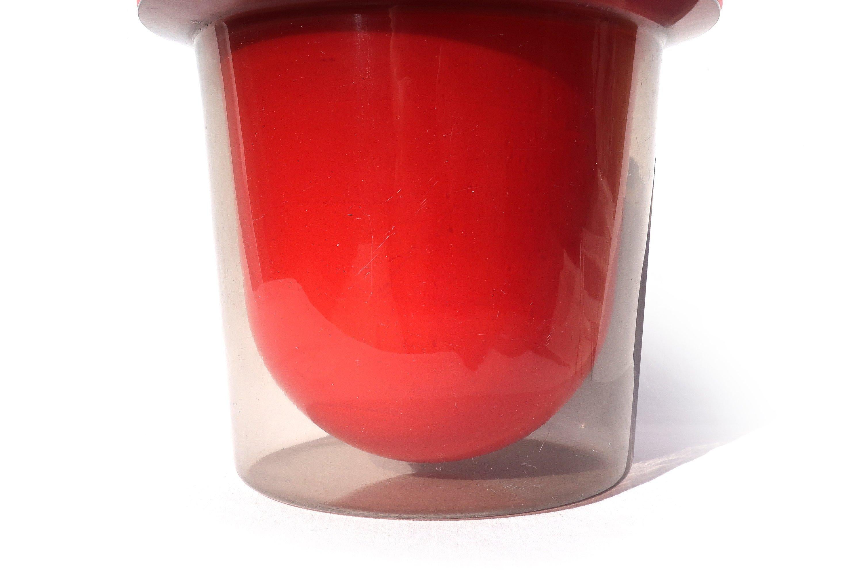 Unknown 1960s Red and Smoked Acrylic Ice Bucket