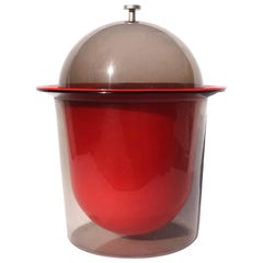 1960s Red and Smoked Acrylic Ice Bucket