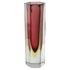 Murano Glass Faceted Sommerso Vase, Mandruzzato c 1960s