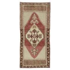 1960s Red 
Beige Vintage Turkish Mini Rug 1
7" X 3
4"