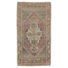 1960s Red & Beige Vintage Turkish Mini Rug 1'8" X 3'2"