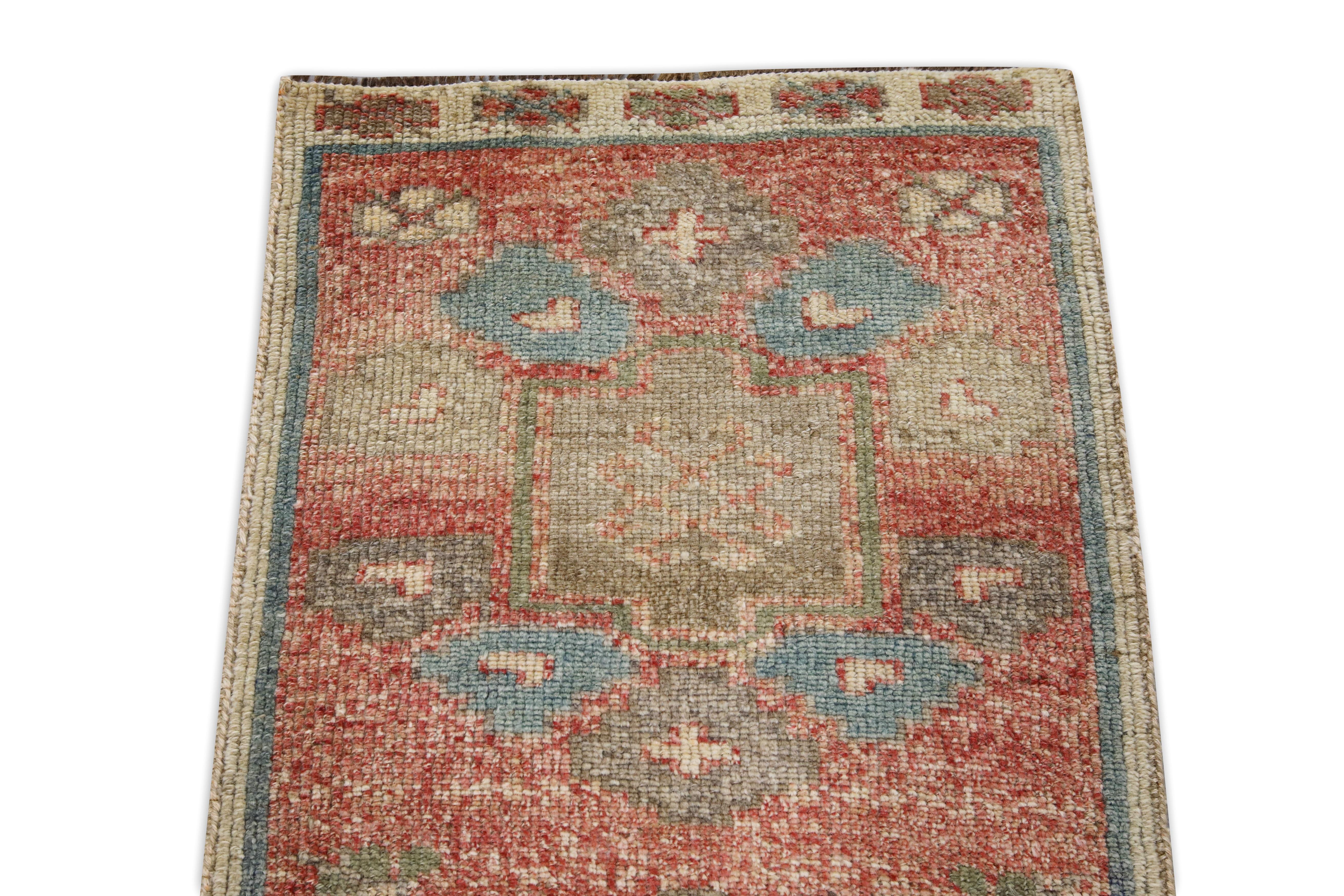 Hand-Woven 1960s Red & Blue Vintage Turkish Mini Rug 1'9