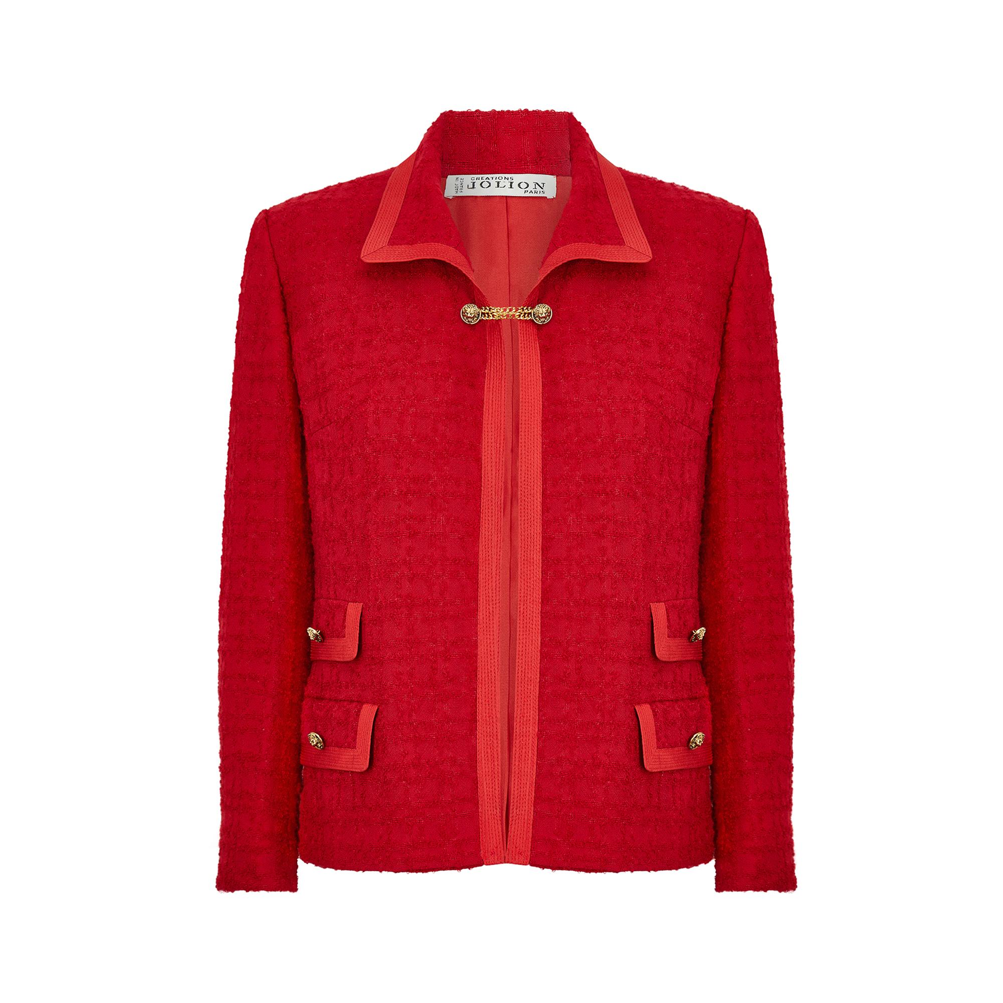 Nein, ist sie nicht, aber sie sieht verdammt sicher so aus :-) Diese strukturierte Tweed-Jacke aus Boucle-Wolle ist von Iolion Creations. Hergestellt in Frankreich und ein sehr gut gemachtes Beispiel für Haute Couture Mode um 1961.  Es hat ein