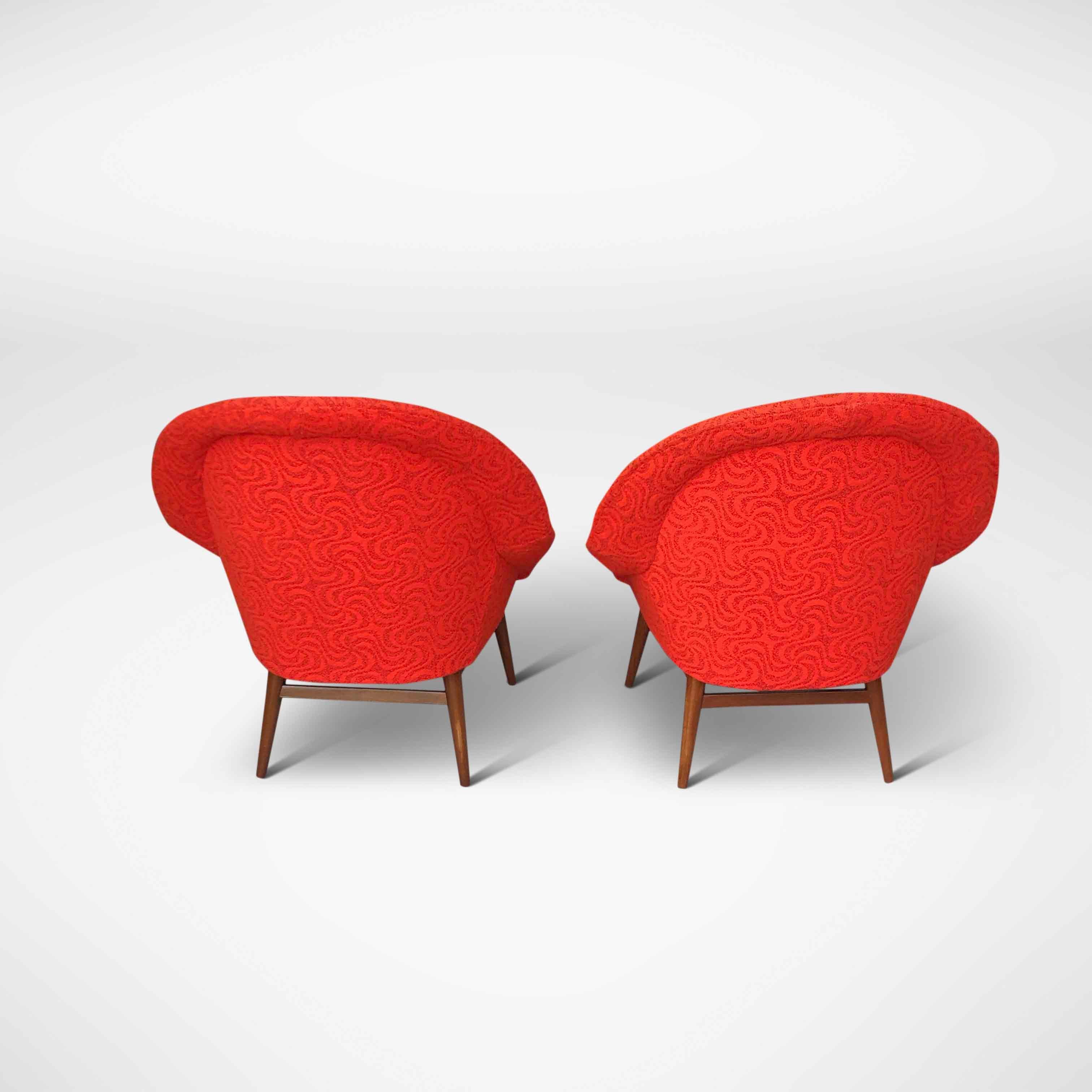 Space Age 1960s Red Bucket Seats or Armchairs For Sale