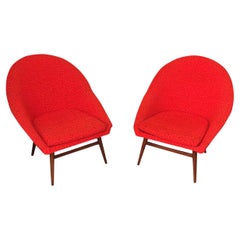 Retro 1960s Red Bucket Seats or Armchairs