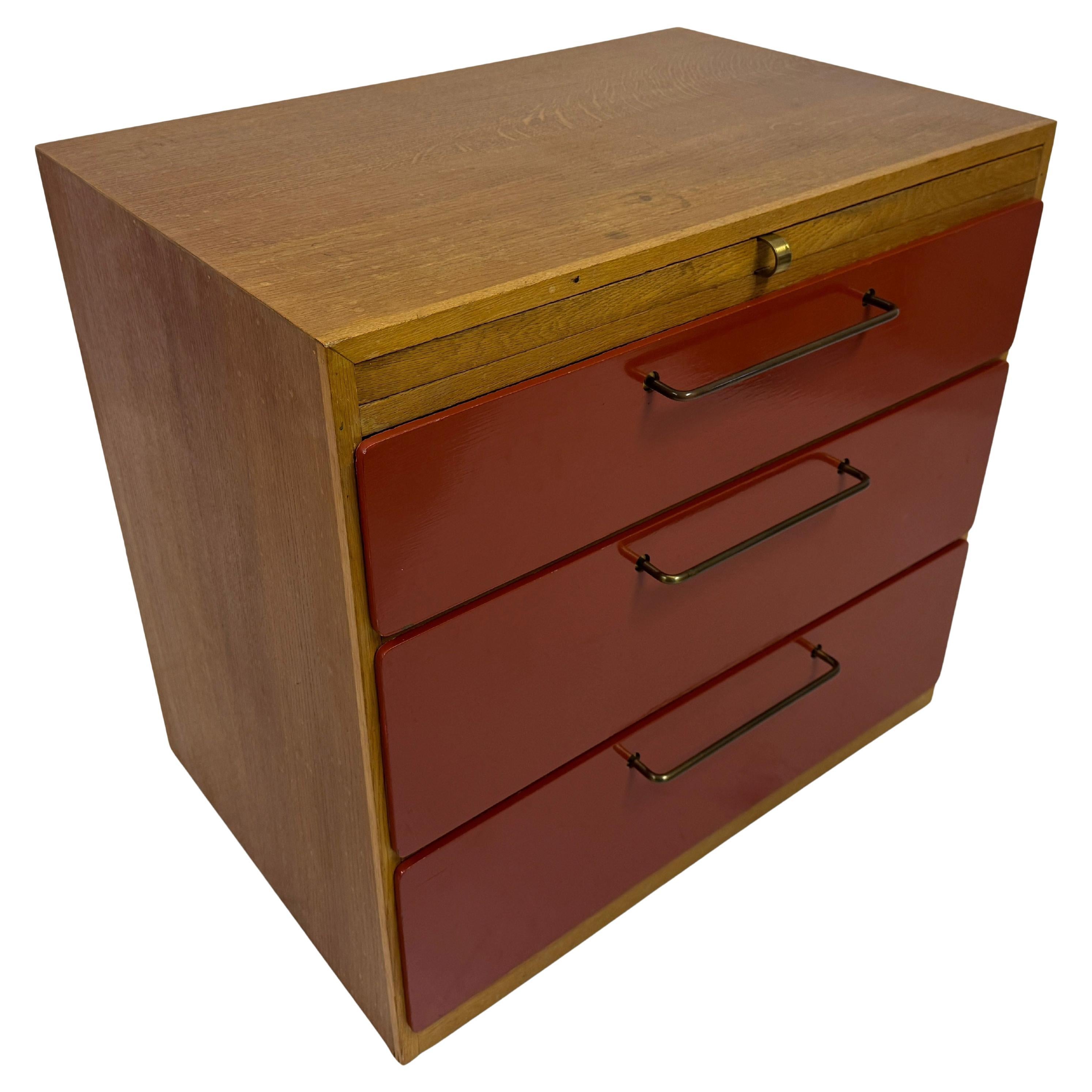 1960s Red Chest of Drawers with Pull Out Slide by Heals