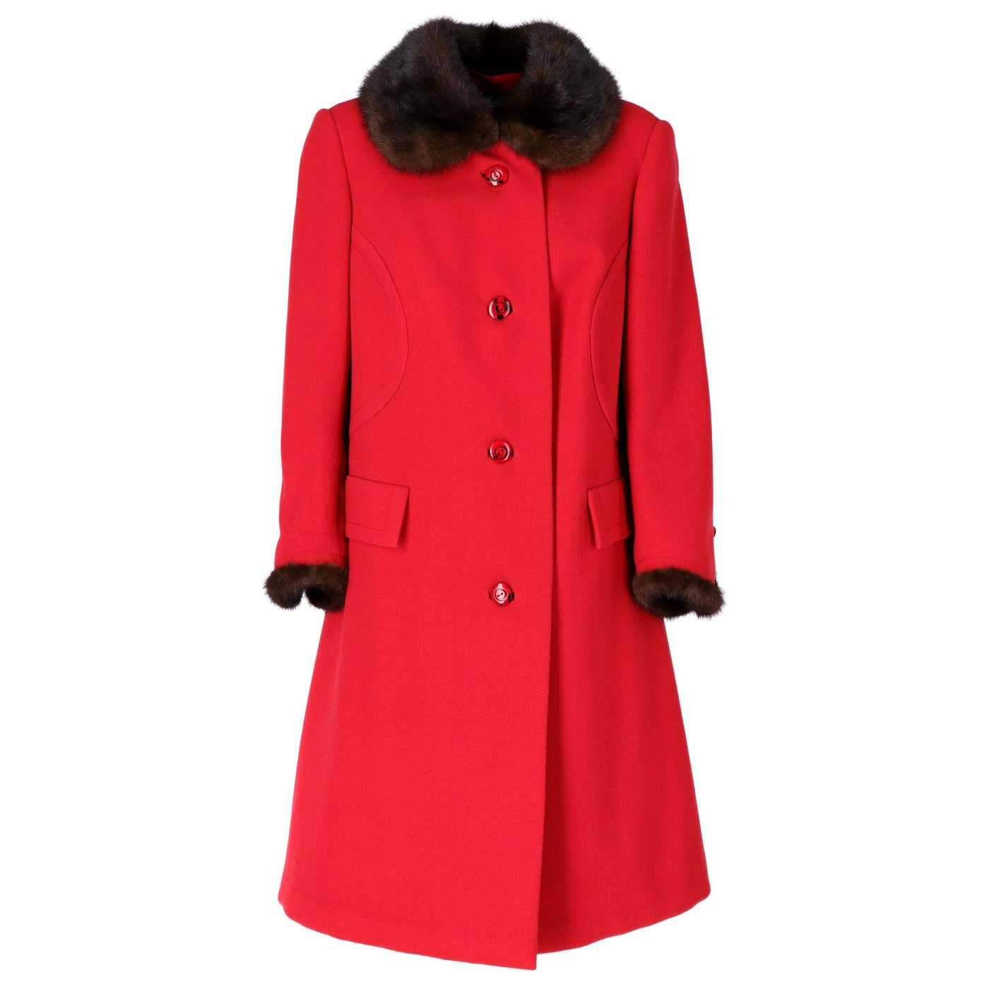 1960s Red Coat With Mink Fur at 1stDibs | red mink coat
