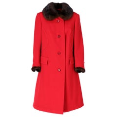 1960s Red Coat With Mink Fur