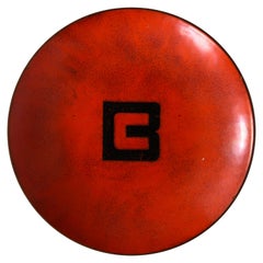 Vintage 1960s Red Enamel Dish with "B"