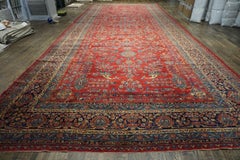 Rugs On Net Fine Luxurious Oversize Red & Blue Vintage Persian Kashan Rug Carpet
