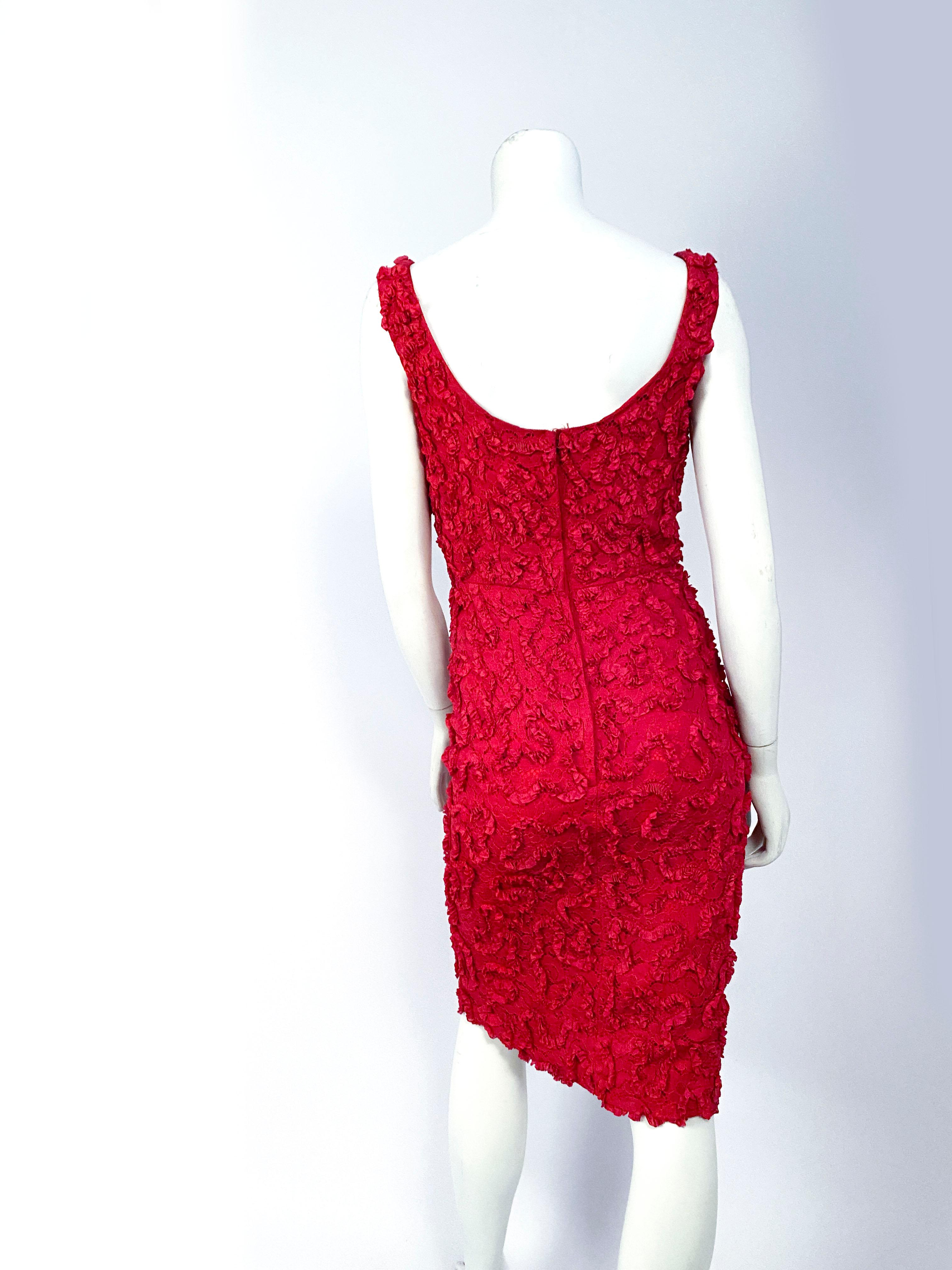 Women's 1960s Red Lace Cocktail Dress with Matching Stole For Sale