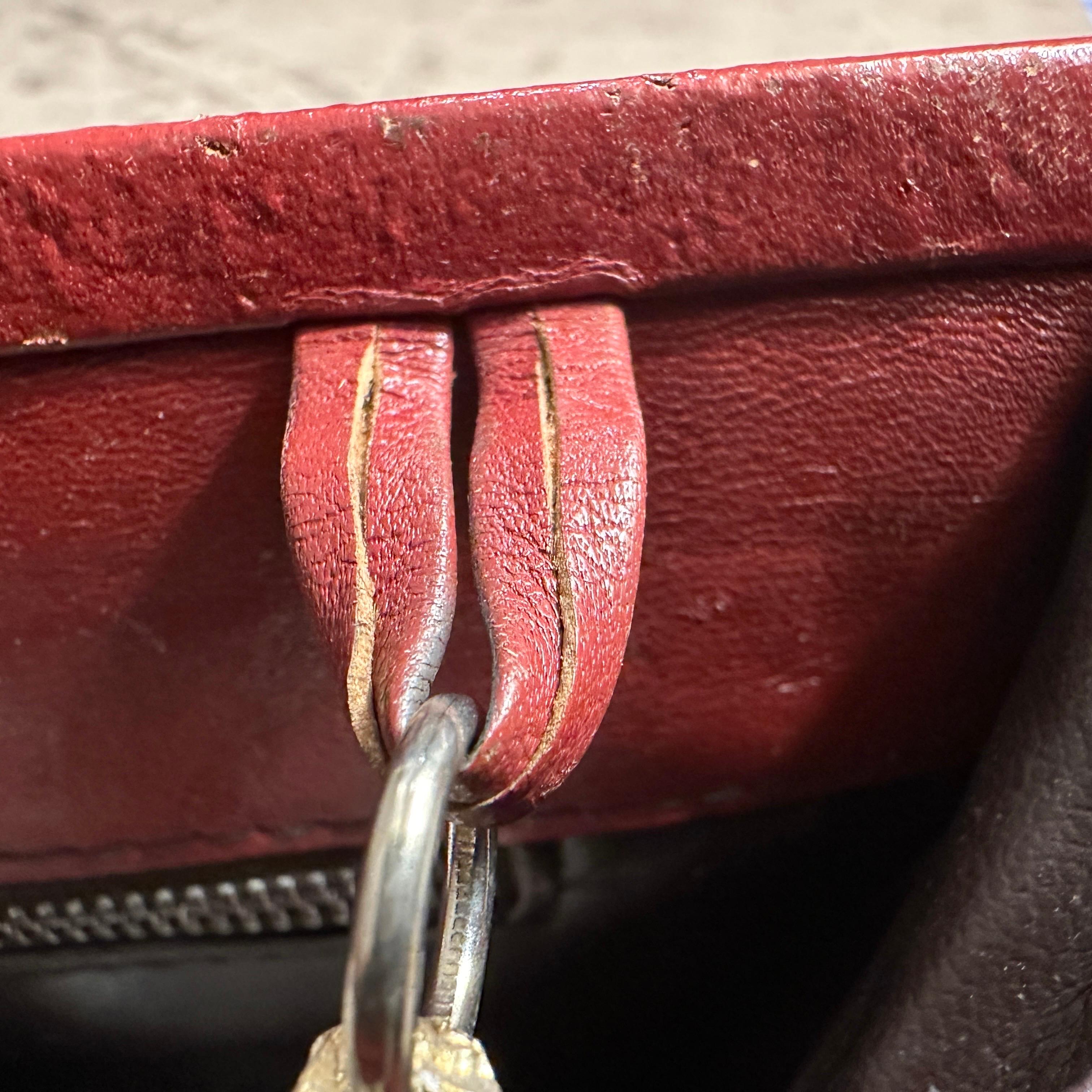 Brown 1960s Red Leather and Brass Shoulder-Bag by Niki Milano For Sale