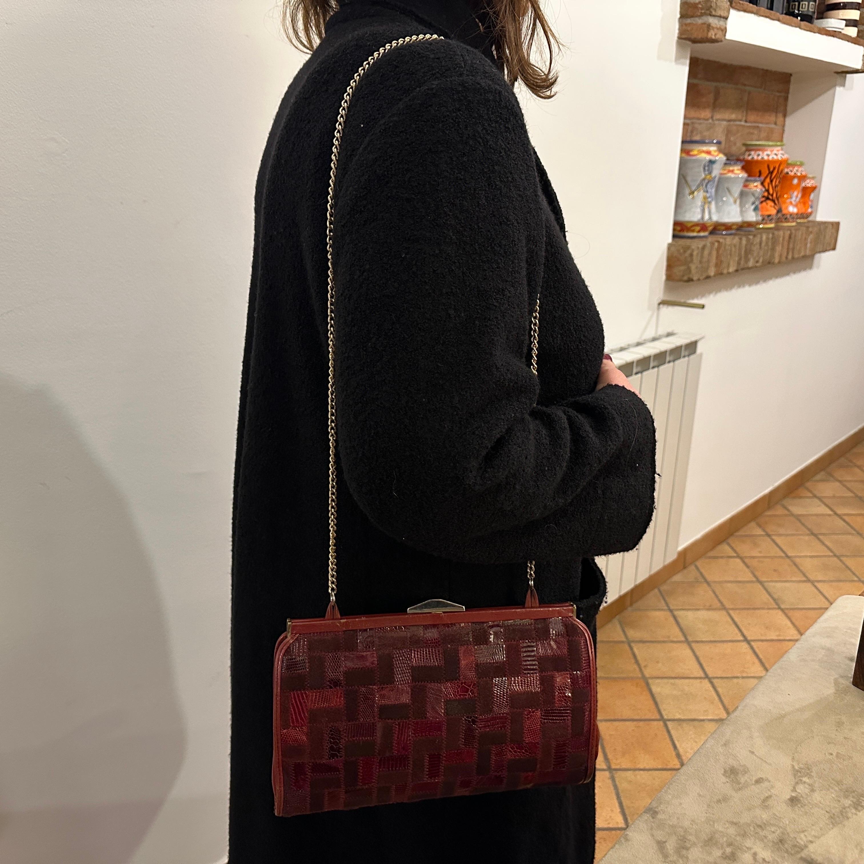 Women's 1960s Red Leather and Brass Shoulder-Bag by Niki Milano For Sale
