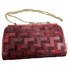 1960s Red Leather and Brass Shoulder-Bag by Niki Milano