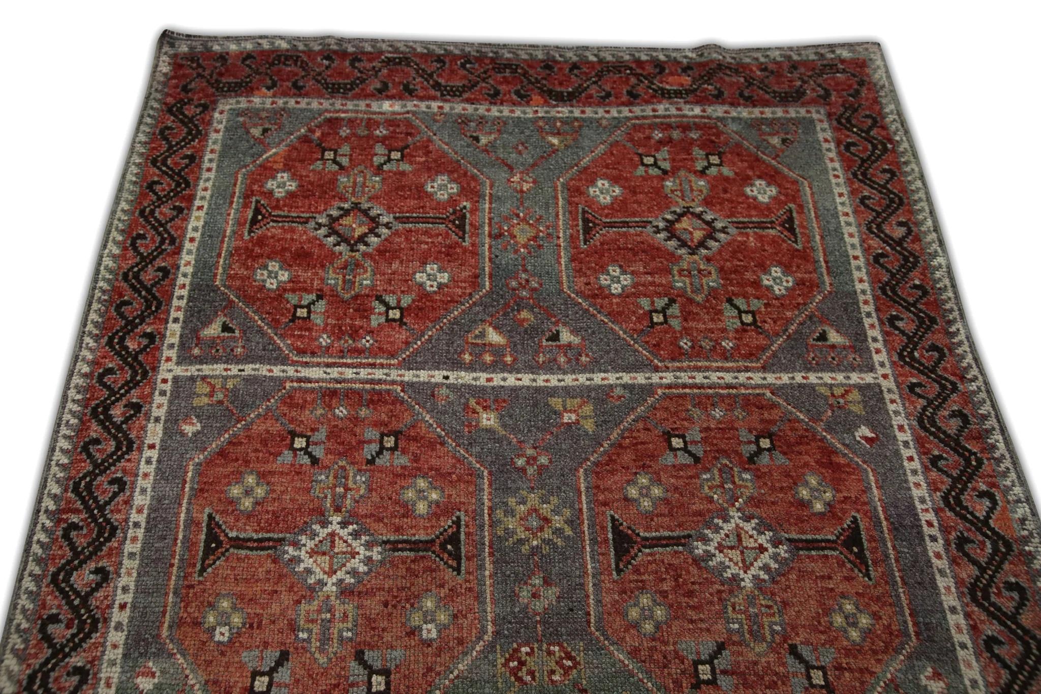 Vegetable Dyed 1960s Red Multicolor Vintage Turkish Rug 4'1