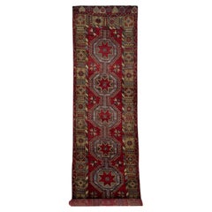 1960s Red Multicolor Vintage Turkish Runner 5'4" x 22'11"