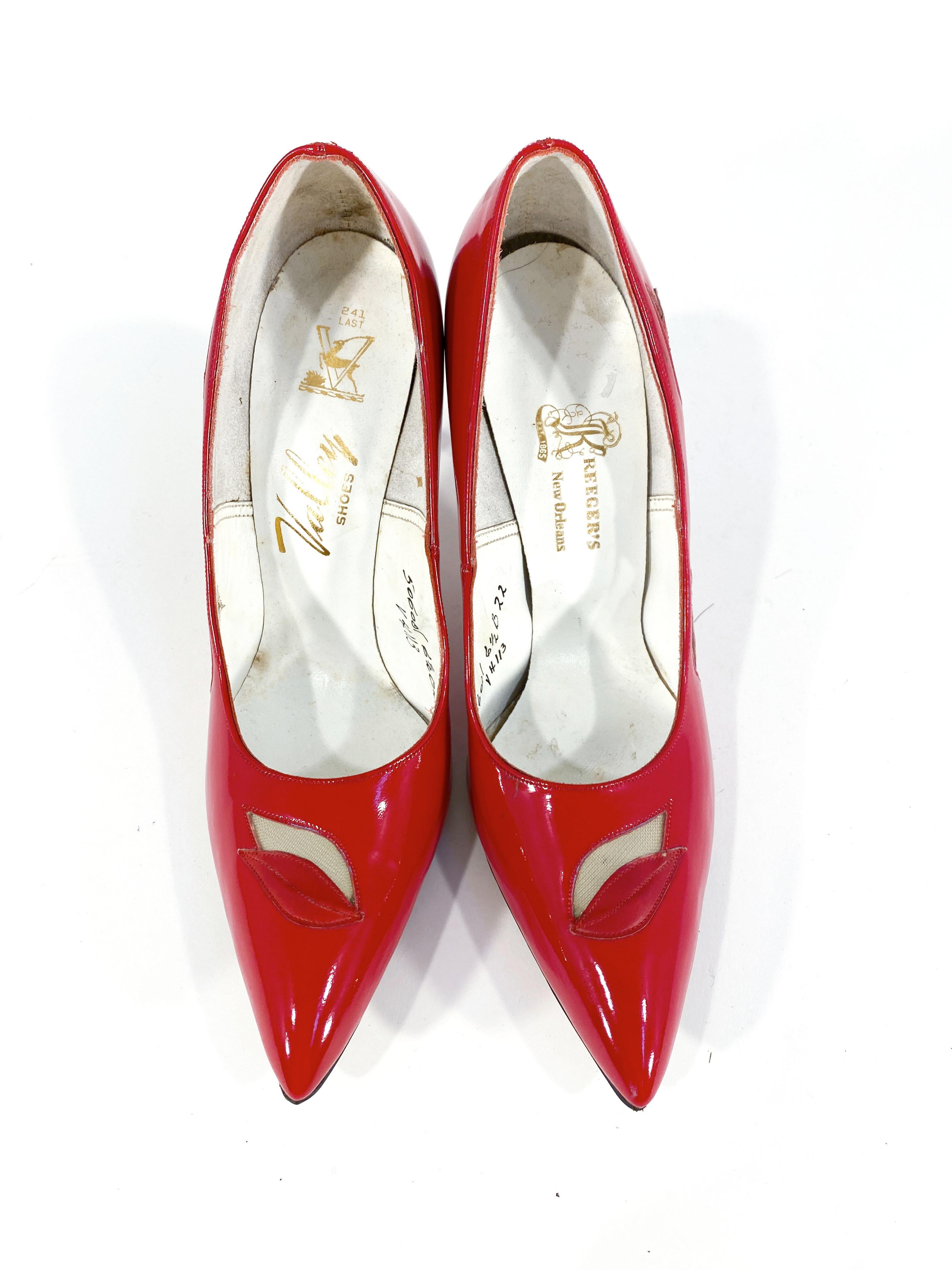 1960er Jahre Rote Lackleder Stiletto Heels im Zustand „Gut“ im Angebot in San Francisco, CA