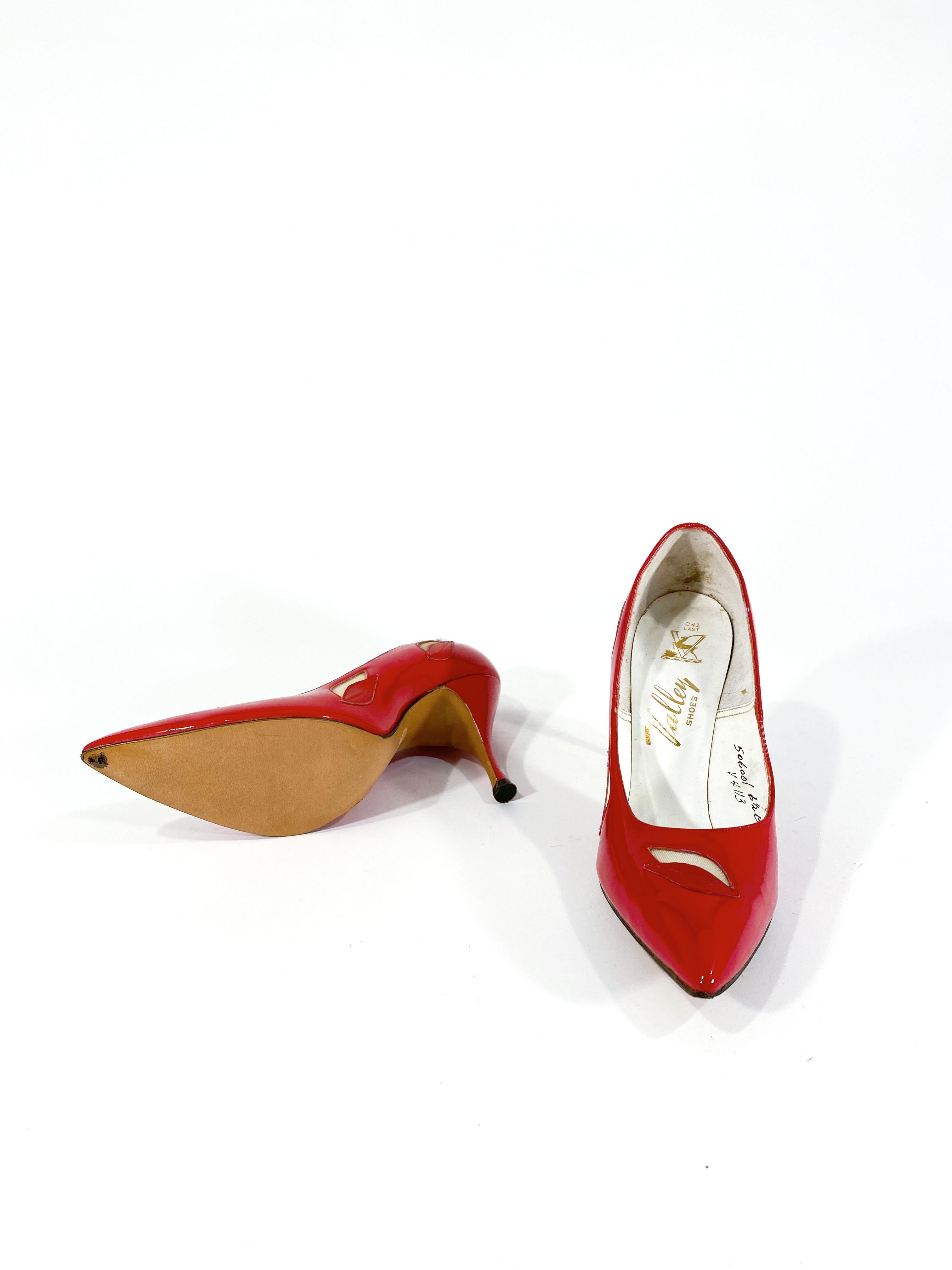1960s Red patent Leather Stiletto Heels In Good Condition For Sale In San Francisco, CA