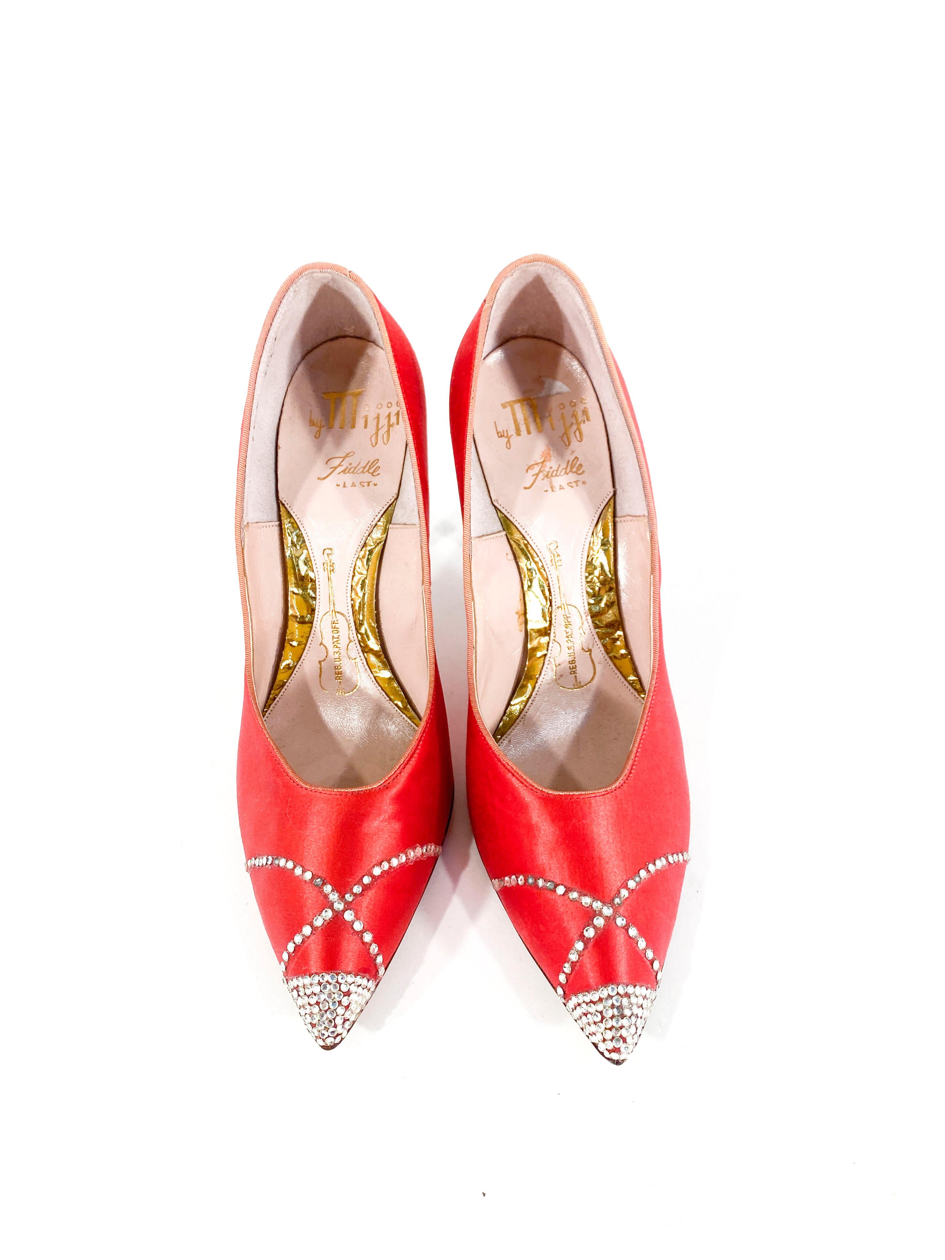 satin red heels