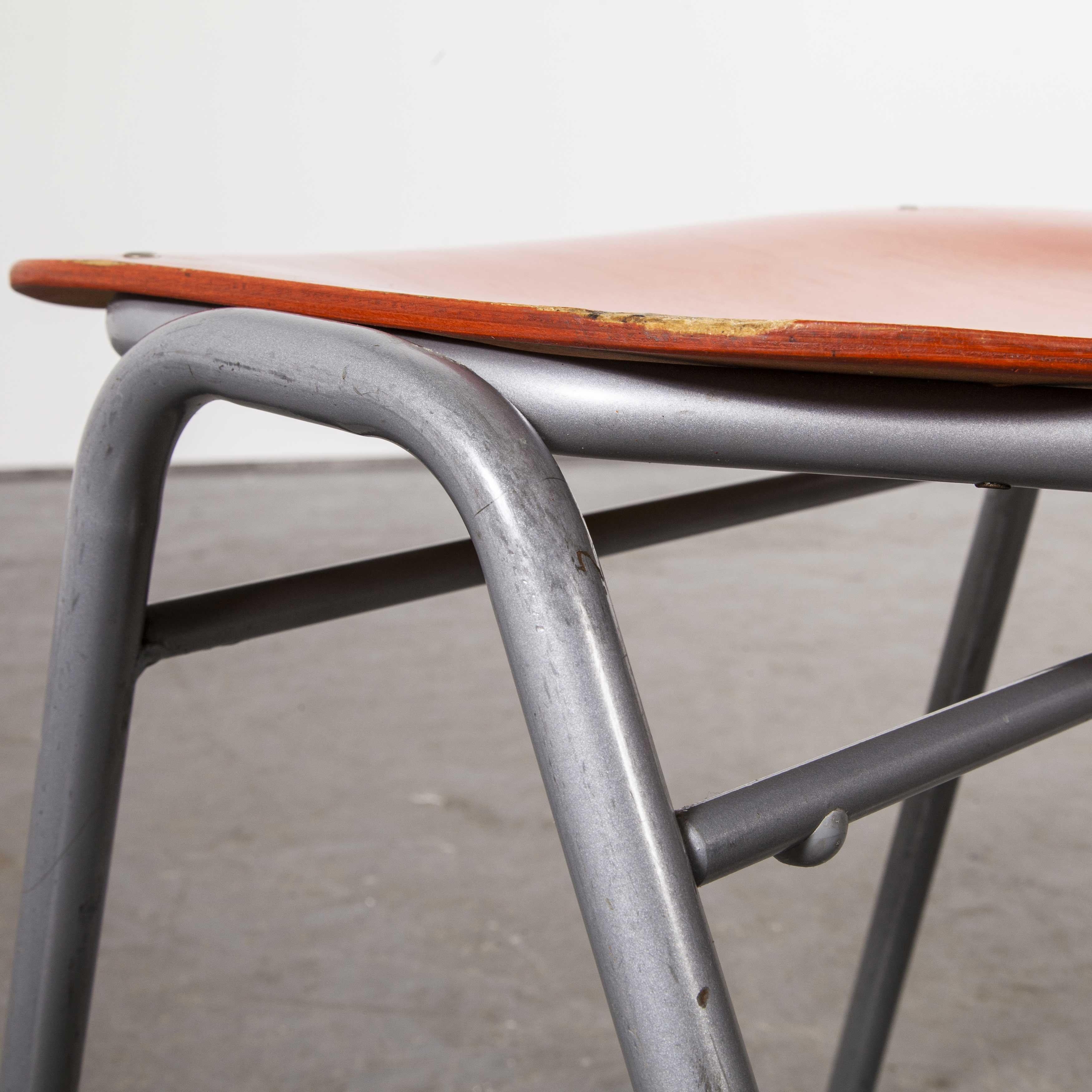 1960s Red Stacking School, University Dining Chair, Set of Six 4