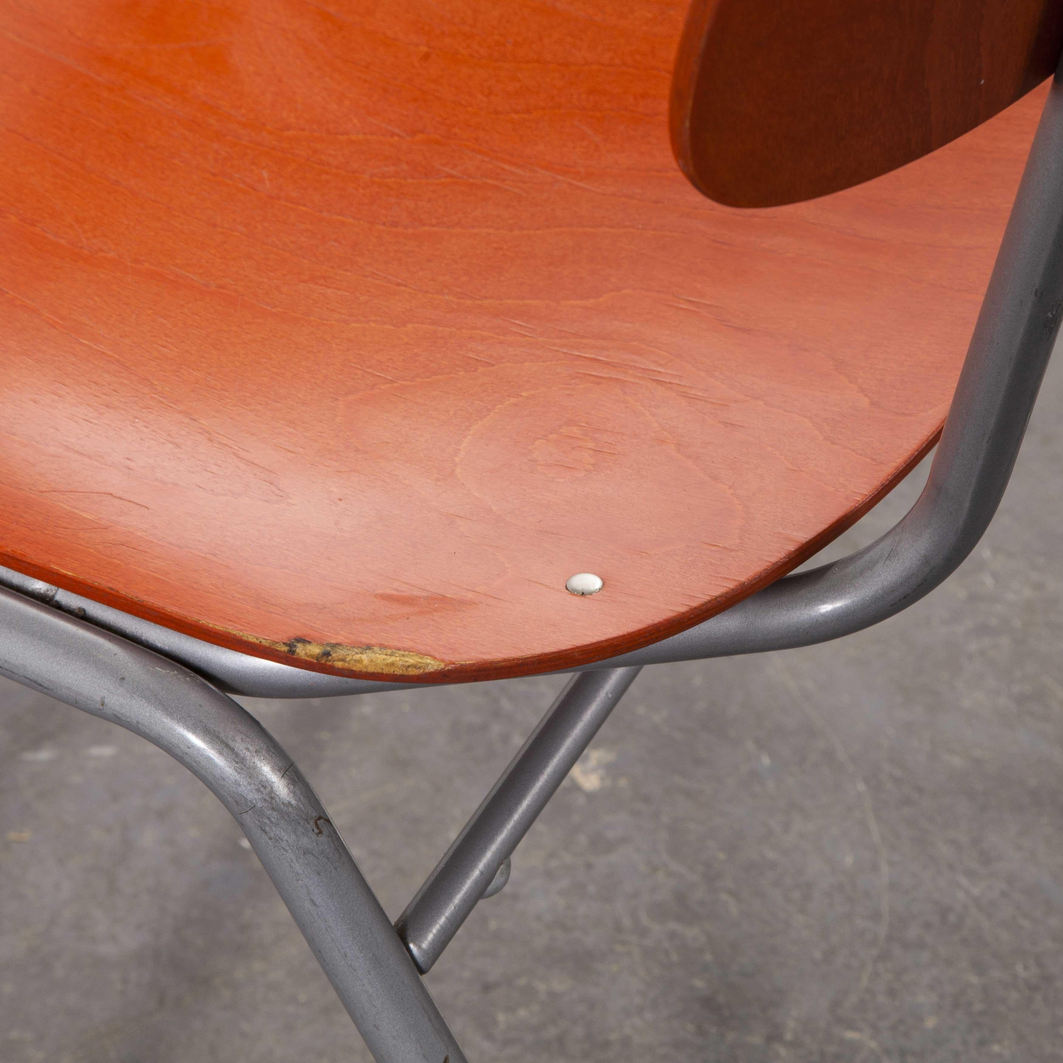 1960s Red Stacking School, University Dining Chair, Set of Six 5