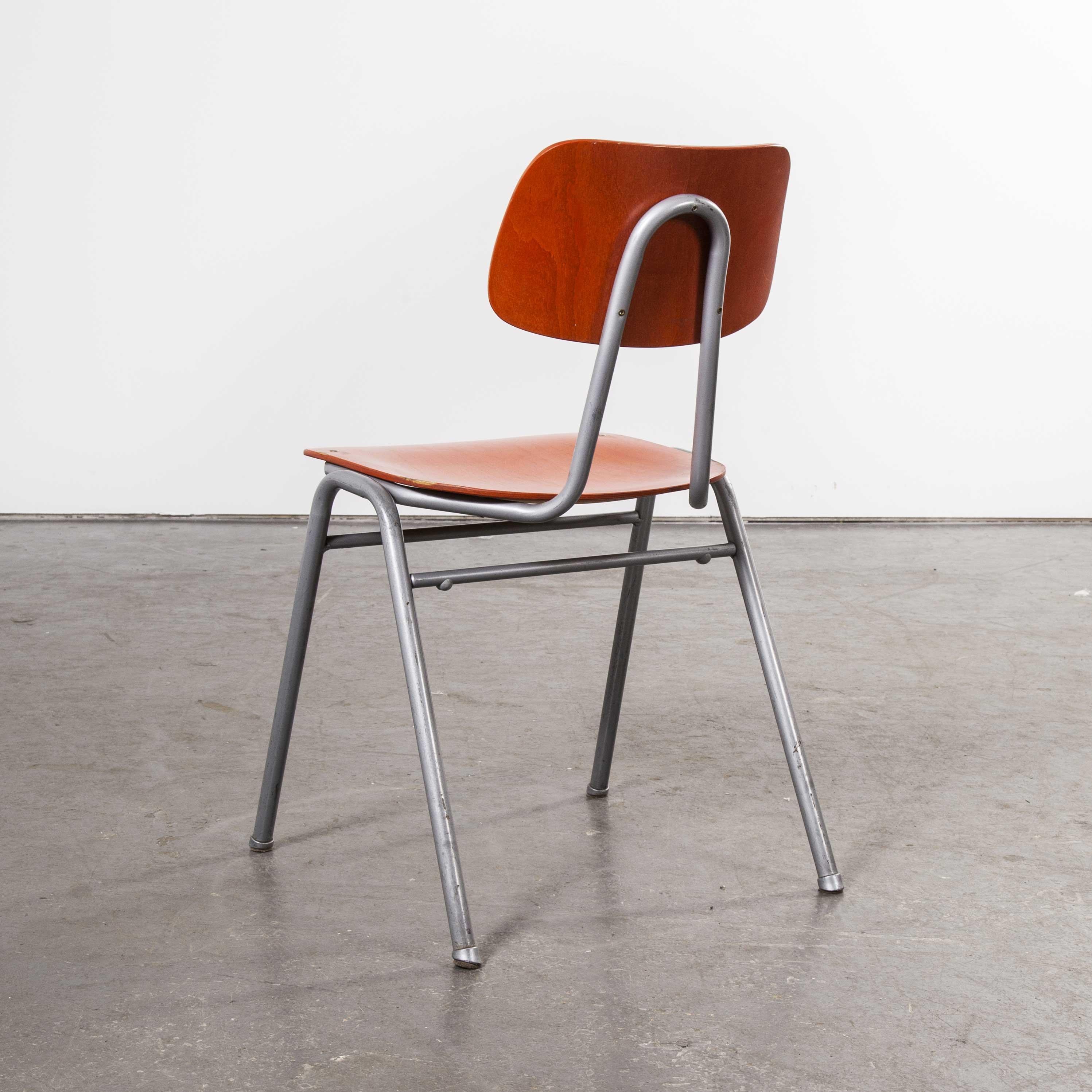 1960s Red Stacking School, University Dining Chair, Set of Six 1