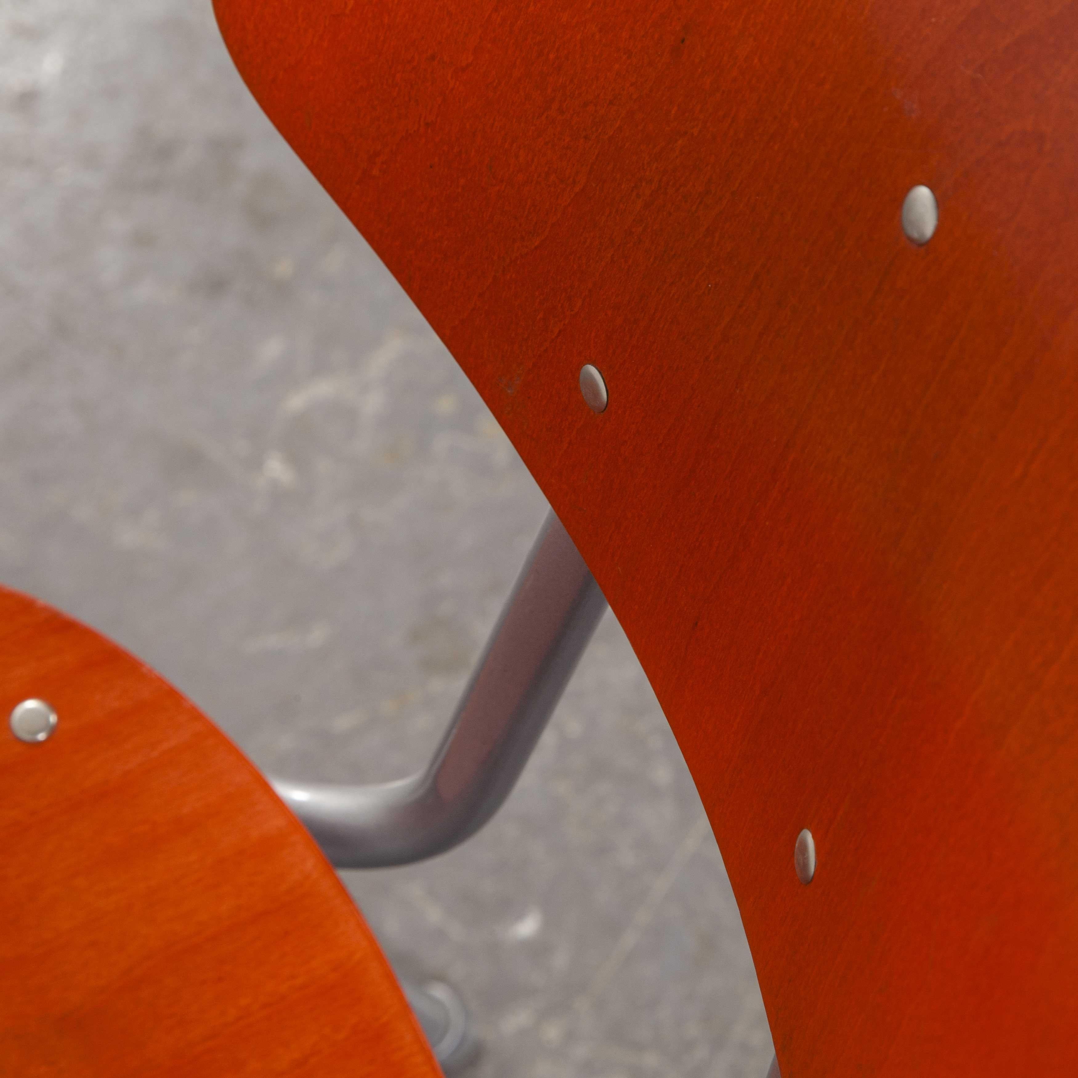 1960s Red Stacking School, University Dining Chair, Set of Six 2