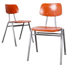 1960's Red Stacking School, University Dining Chair, Set of Two