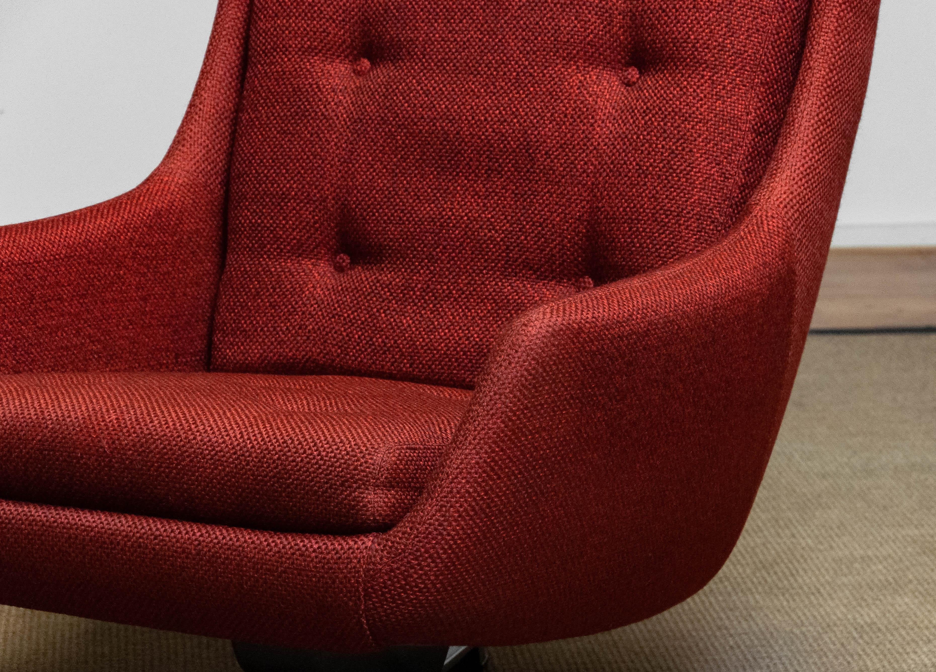 1960s Red Swivel and Rocking Lounge Chair by Alf Svensson for DUX of Sweden 5