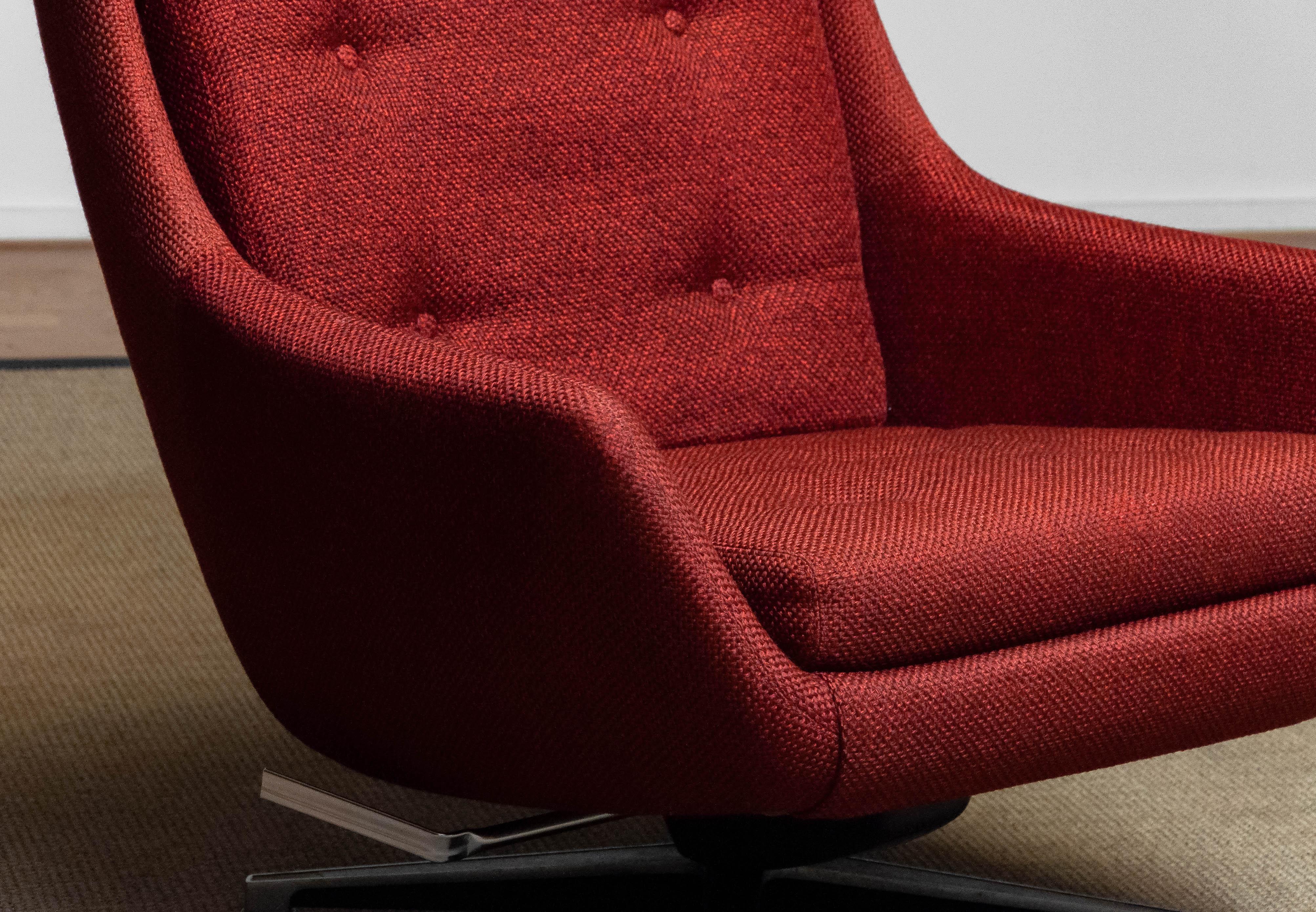 1960s Red Swivel and Rocking Lounge Chair by Alf Svensson for DUX of Sweden 6