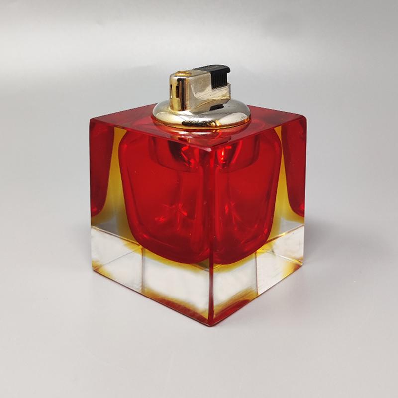 1960s Red Table Lighter in Murano Sommerso Glass by Flavio Poli for Seguso In Excellent Condition In Milano, IT
